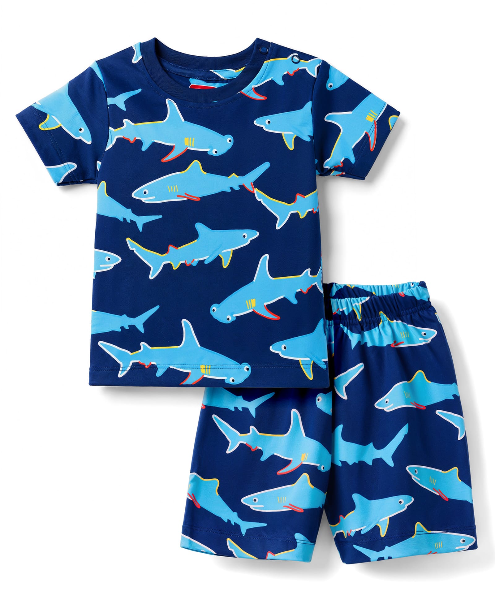 Babyhug Cotton Knit Half Sleeves Sea Life Printed Co-Ords T-Shirt & Shorts Night Suit - Navy Blue-image-45