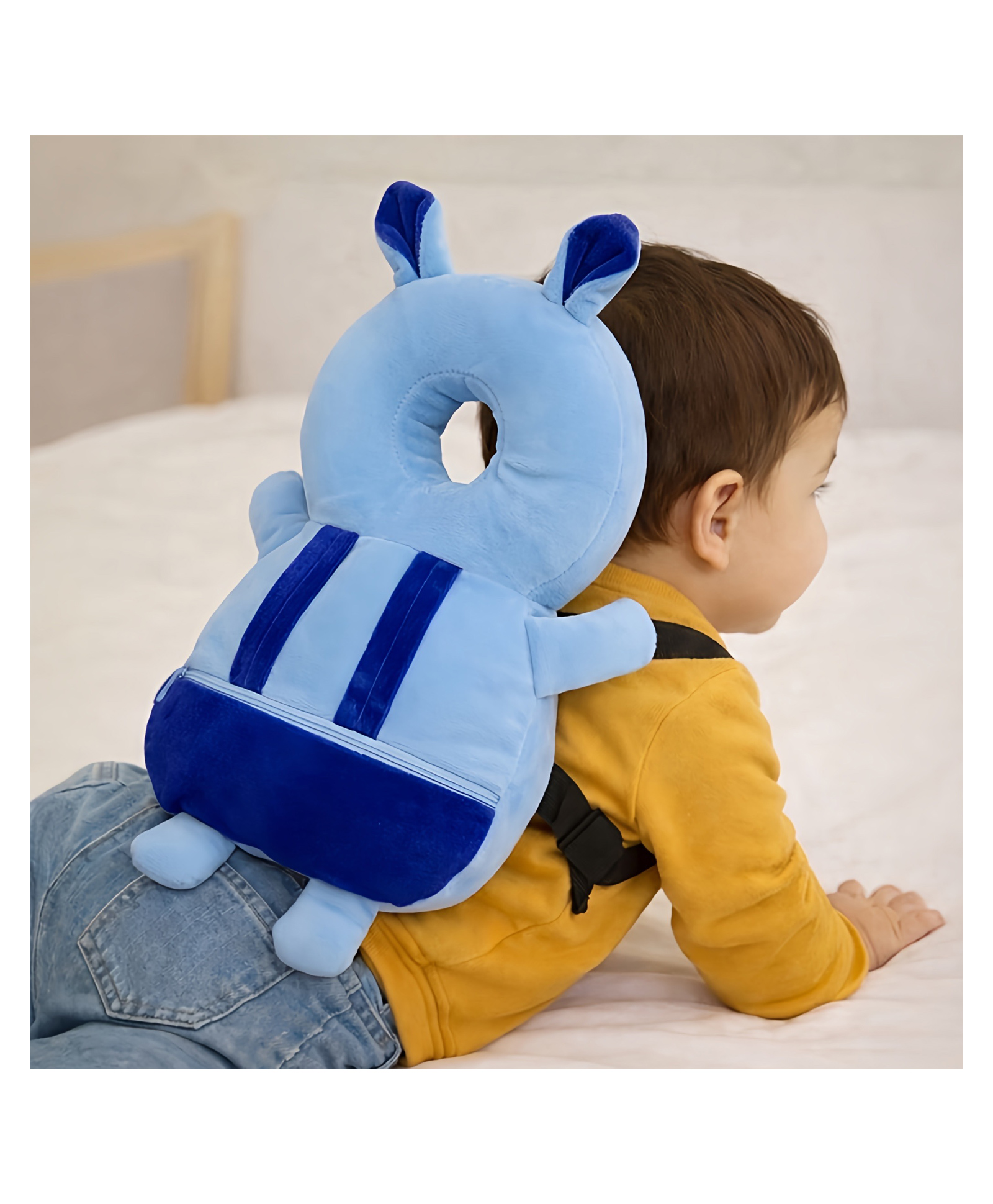 KidDough Rabbit Shape Head Protector, Cushioned Backpack for Babies | Lightweight (Blue Rabbit)-picture-27