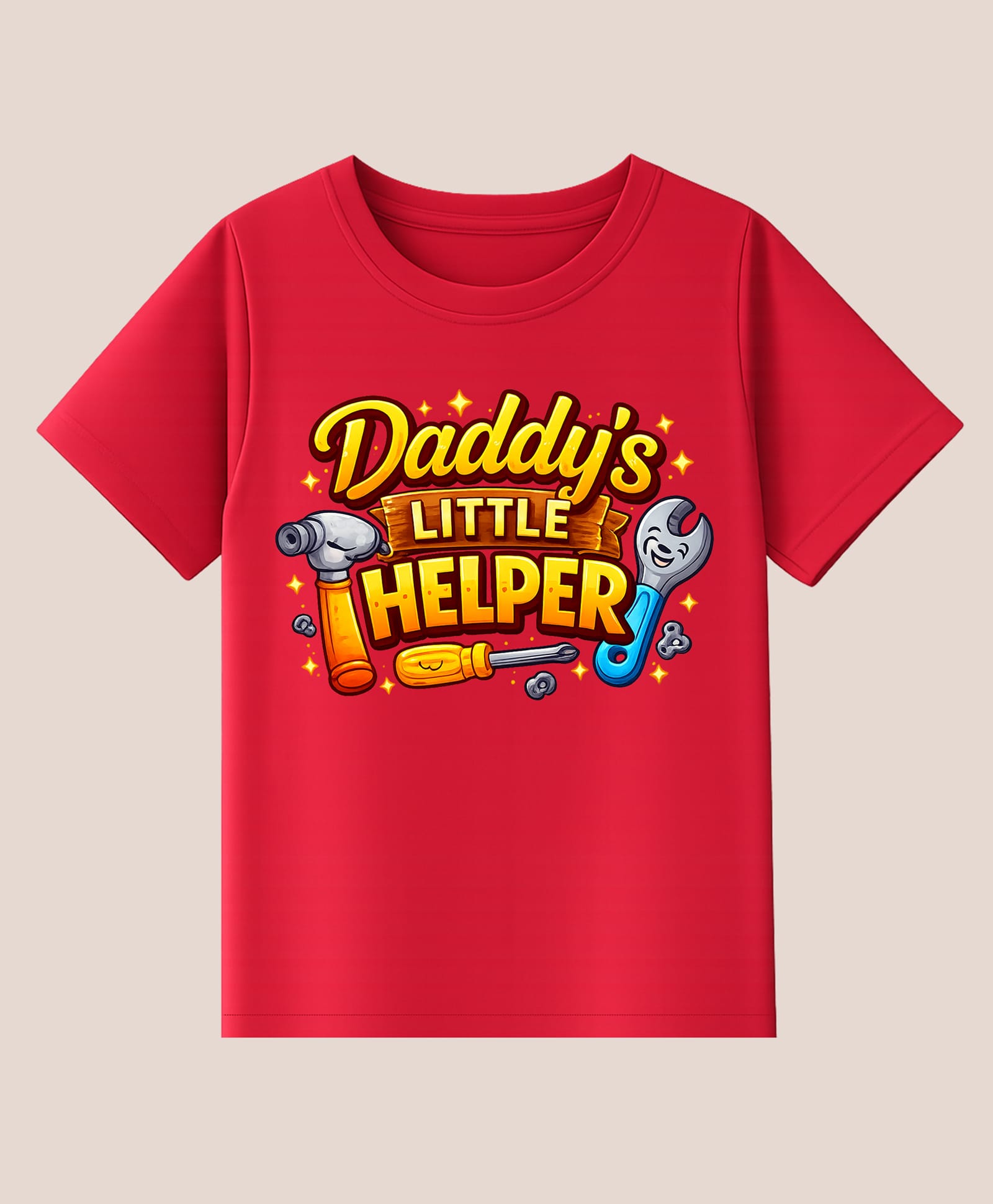 BLUSHES 100% Cotton Knit Fathers Day Theme Half Sleeves Daddys Little Helper Text Printed Tee - Red-picture-23