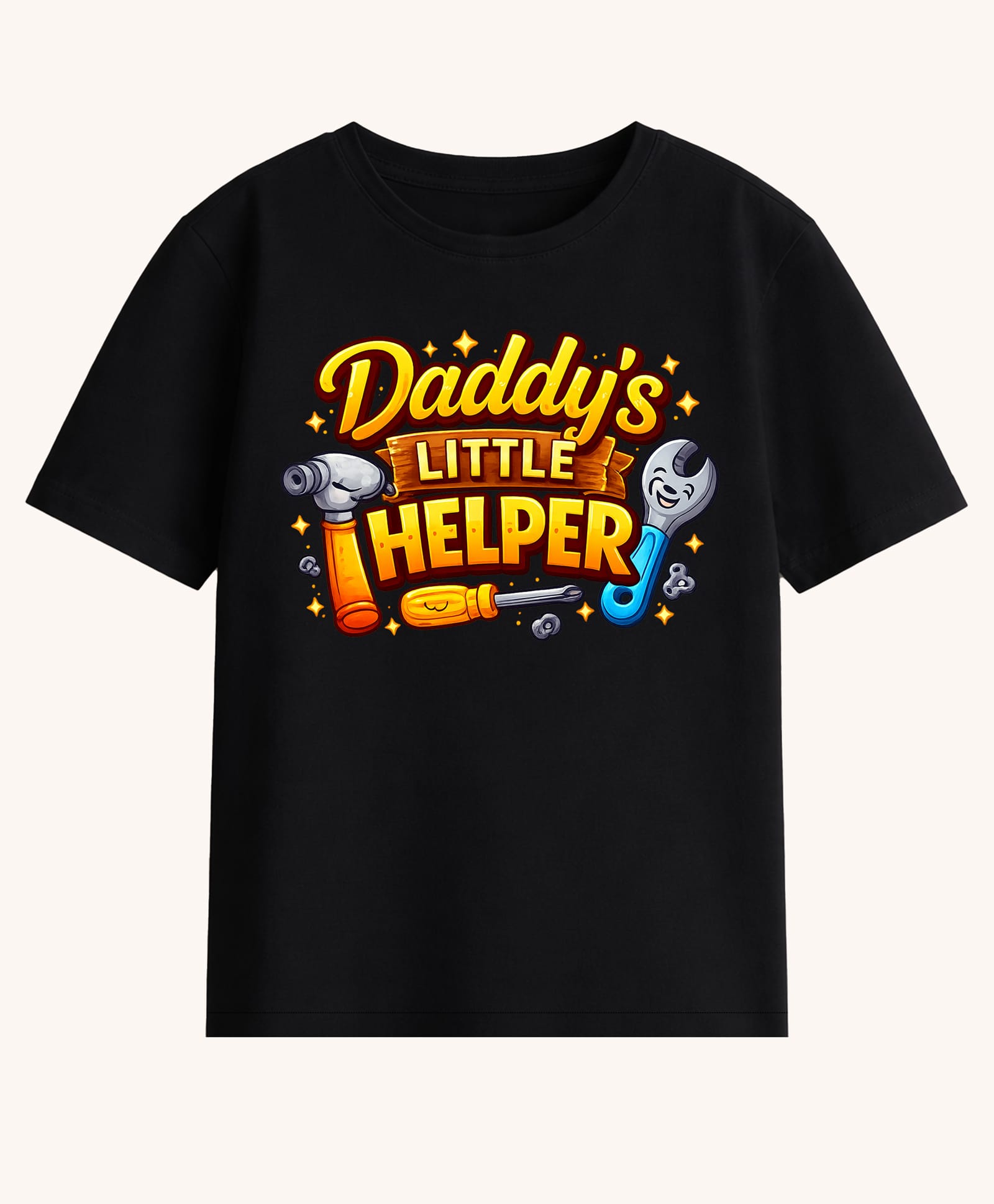 BLUSHES 100% Cotton Knit Fathers Day Theme Half Sleeves Daddys Little Helper Text Printed Tee - Black-image-40