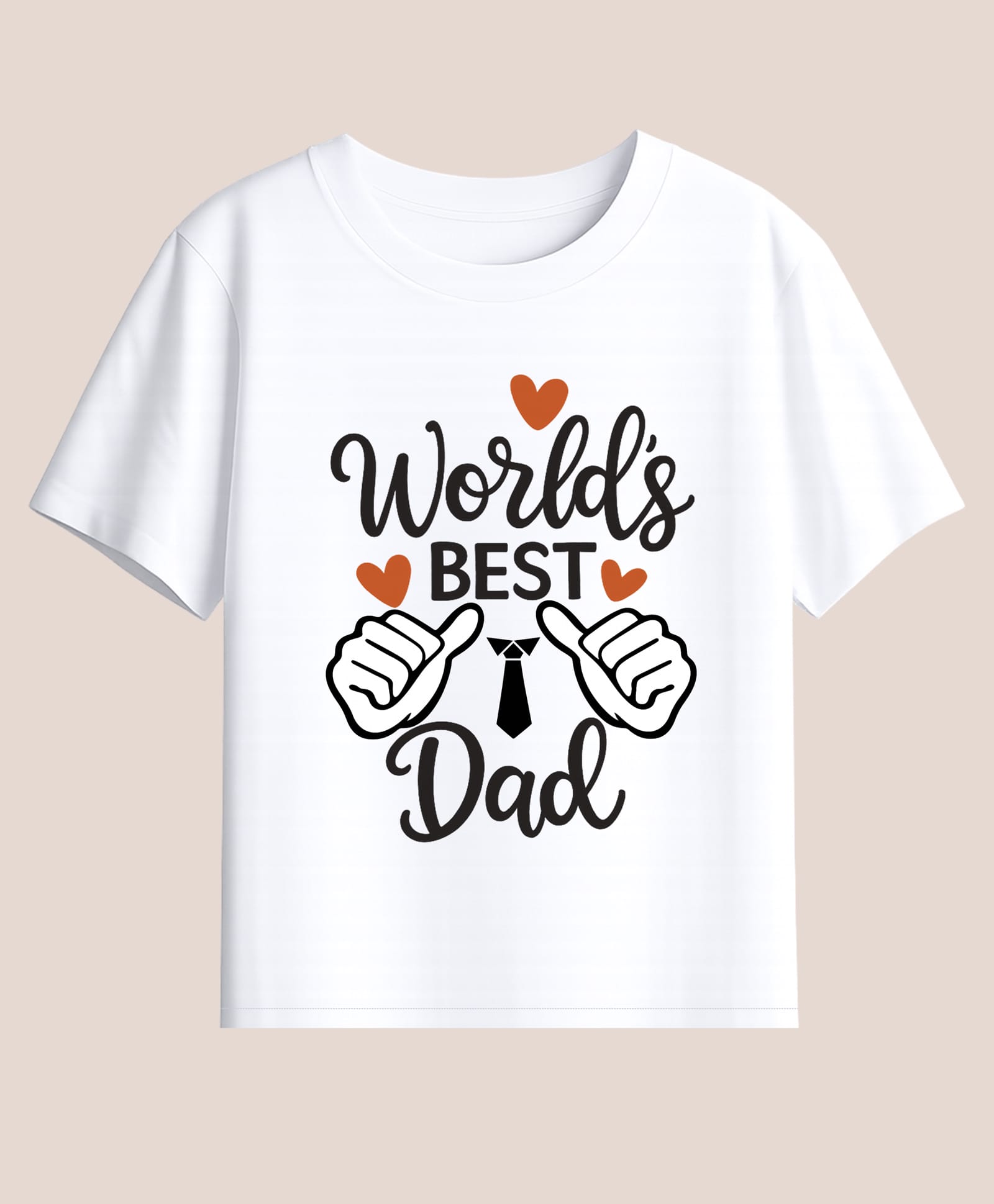 BLUSHES 100% Cotton Knit Fathers Day Theme Half Sleeves Worlds Best Dad Text Printed Tee - White-picture-0