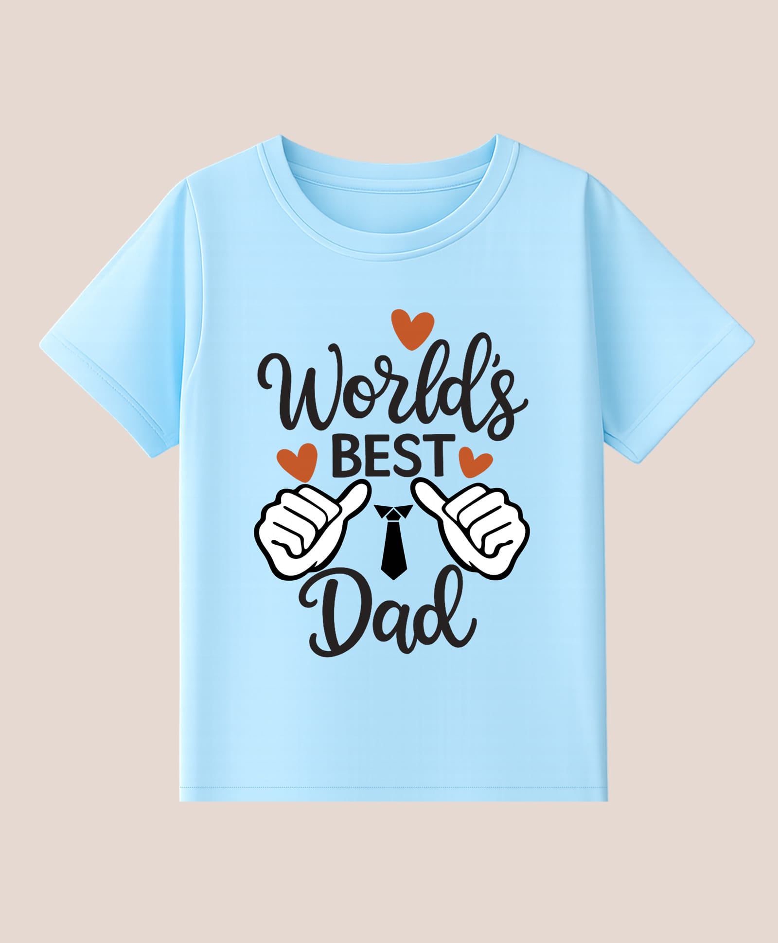 BLUSHES 100% Cotton Knit Fathers Day Theme Half Sleeves Worlds Best Dad Text Printed Tee - Aqua Blue-image-17