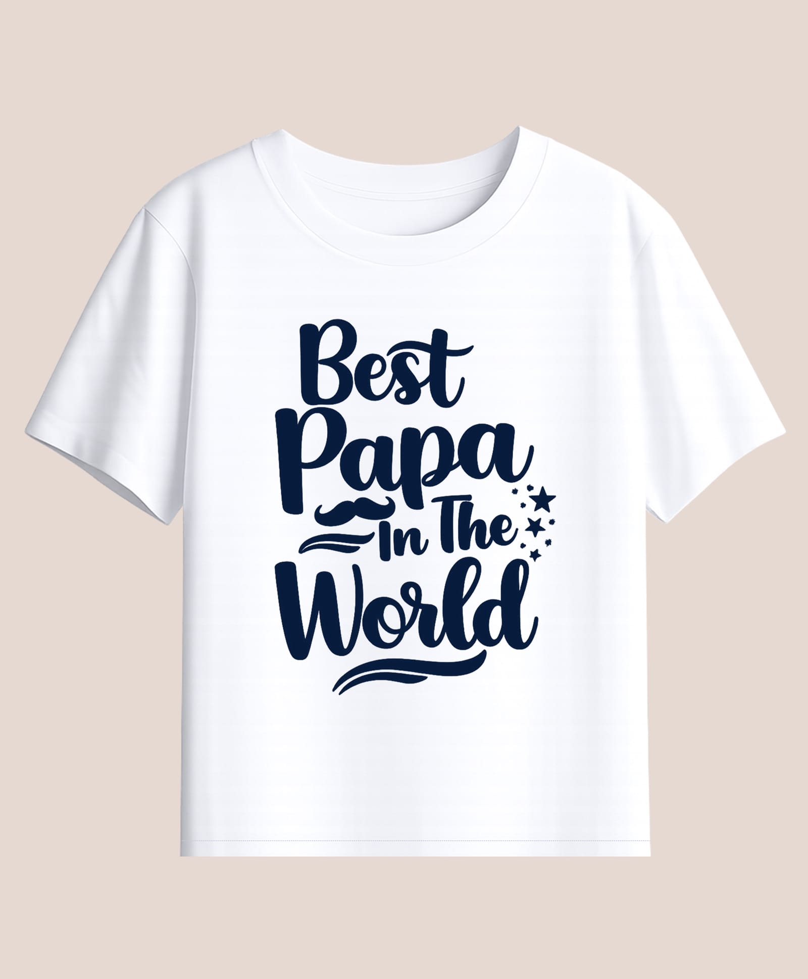 BLUSHES 100% Cotton Knit Fathers Day Theme Half Sleeves Best Papa In The World Text Printed Tee - White-picture-41