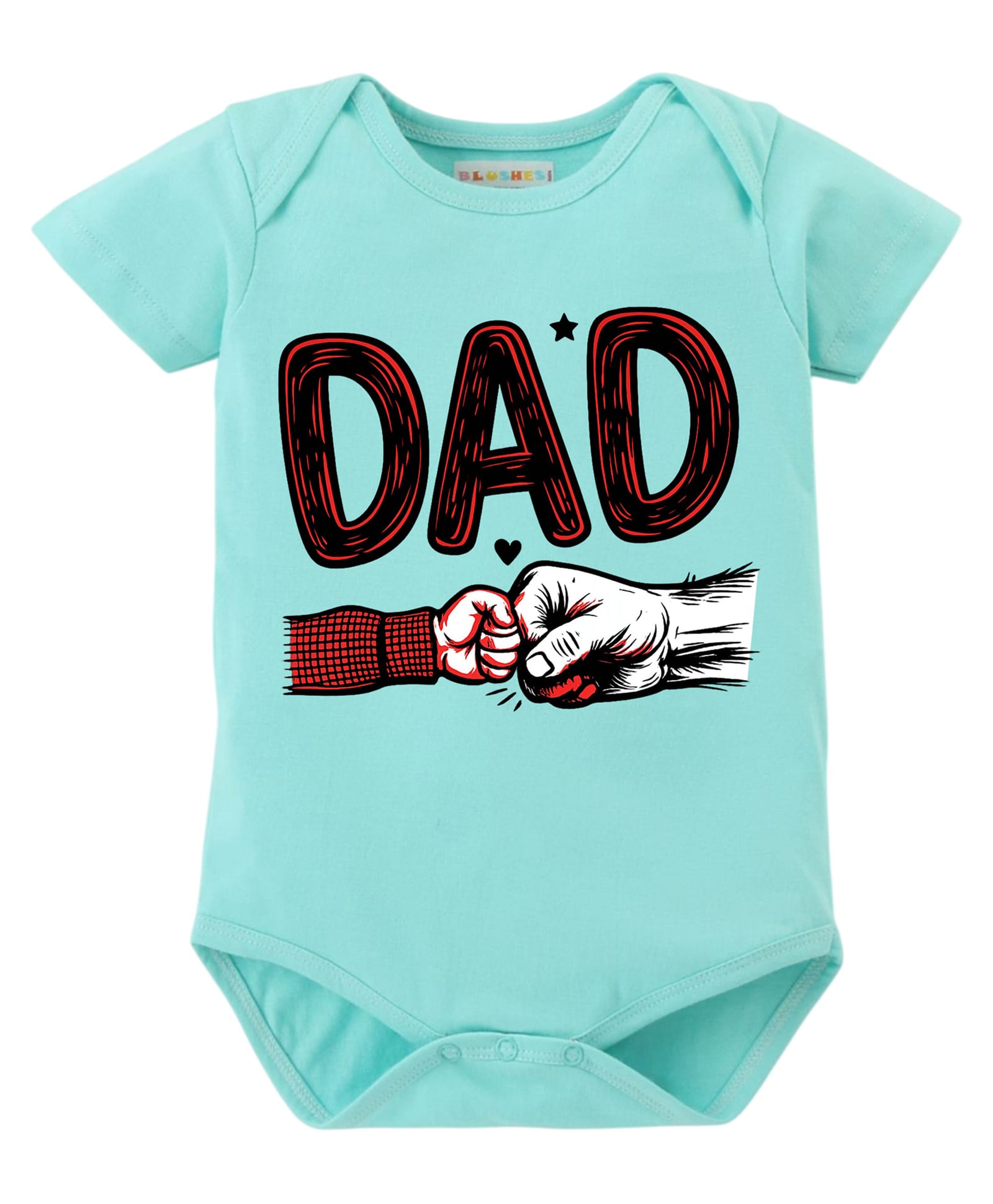 BLUSHES 100% Cotton Knit Fathers Day Theme Half Sleeve Father & Son Theme Printed Onesie - Sea Green-image-25