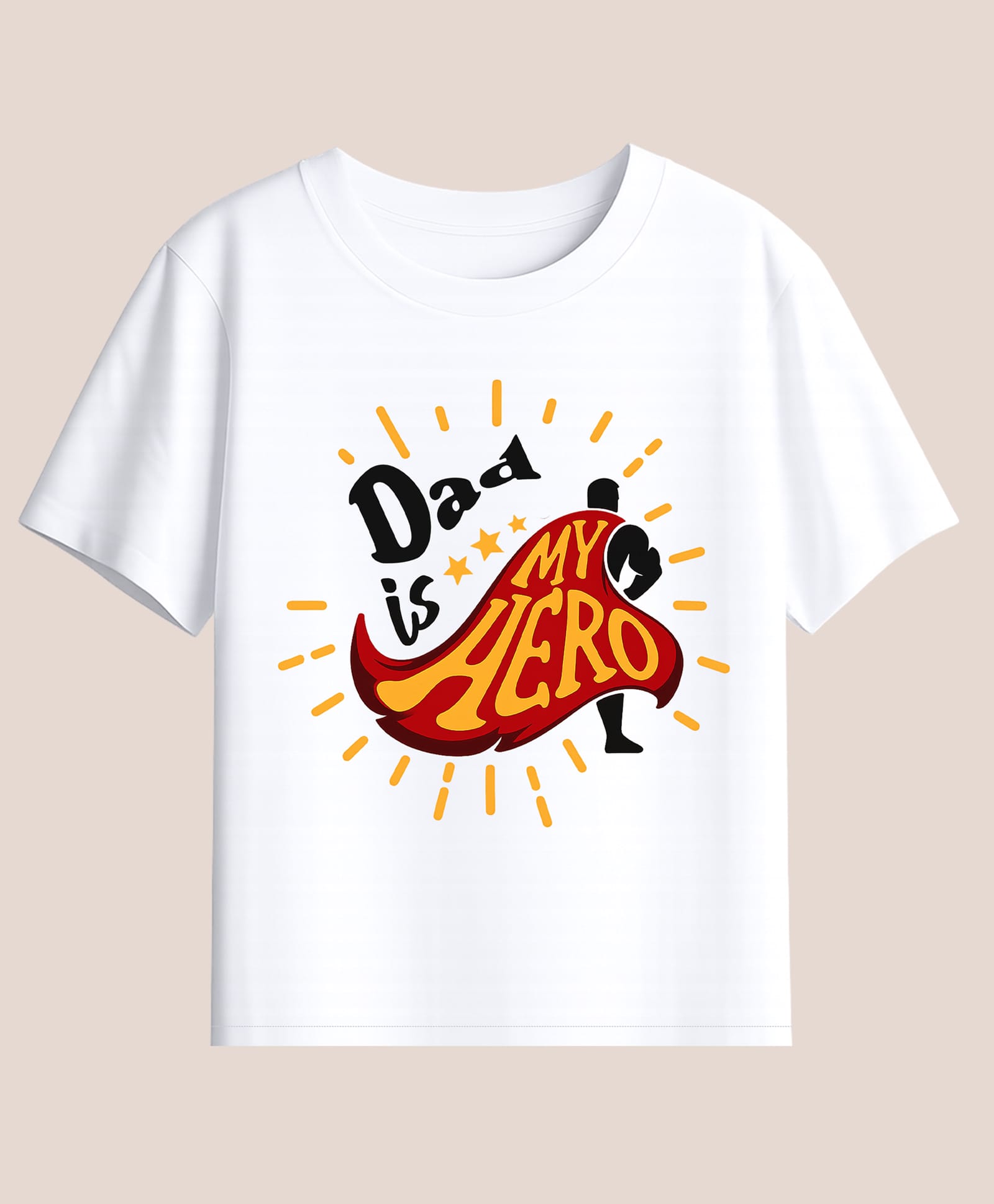 BLUSHES 100% Cotton Knit Fathers Day Theme Half Sleeves Dad Is My Hero Text Printed Tee - White-picture-12