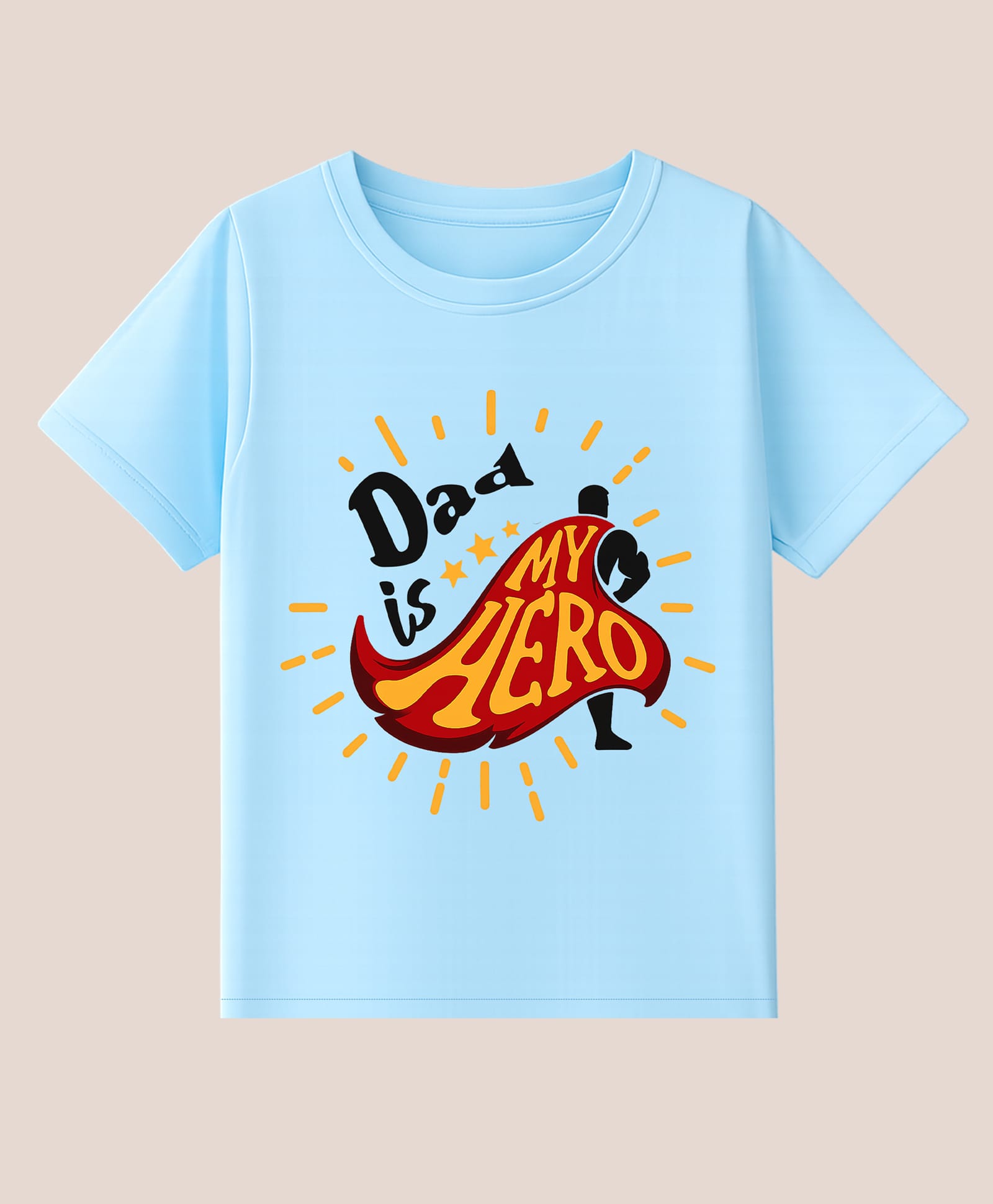 BLUSHES 100% Cotton Knit Fathers Day Theme Half Sleeves Dad Is My Hero Text Printed Tee - Aqua Blue-picture-21