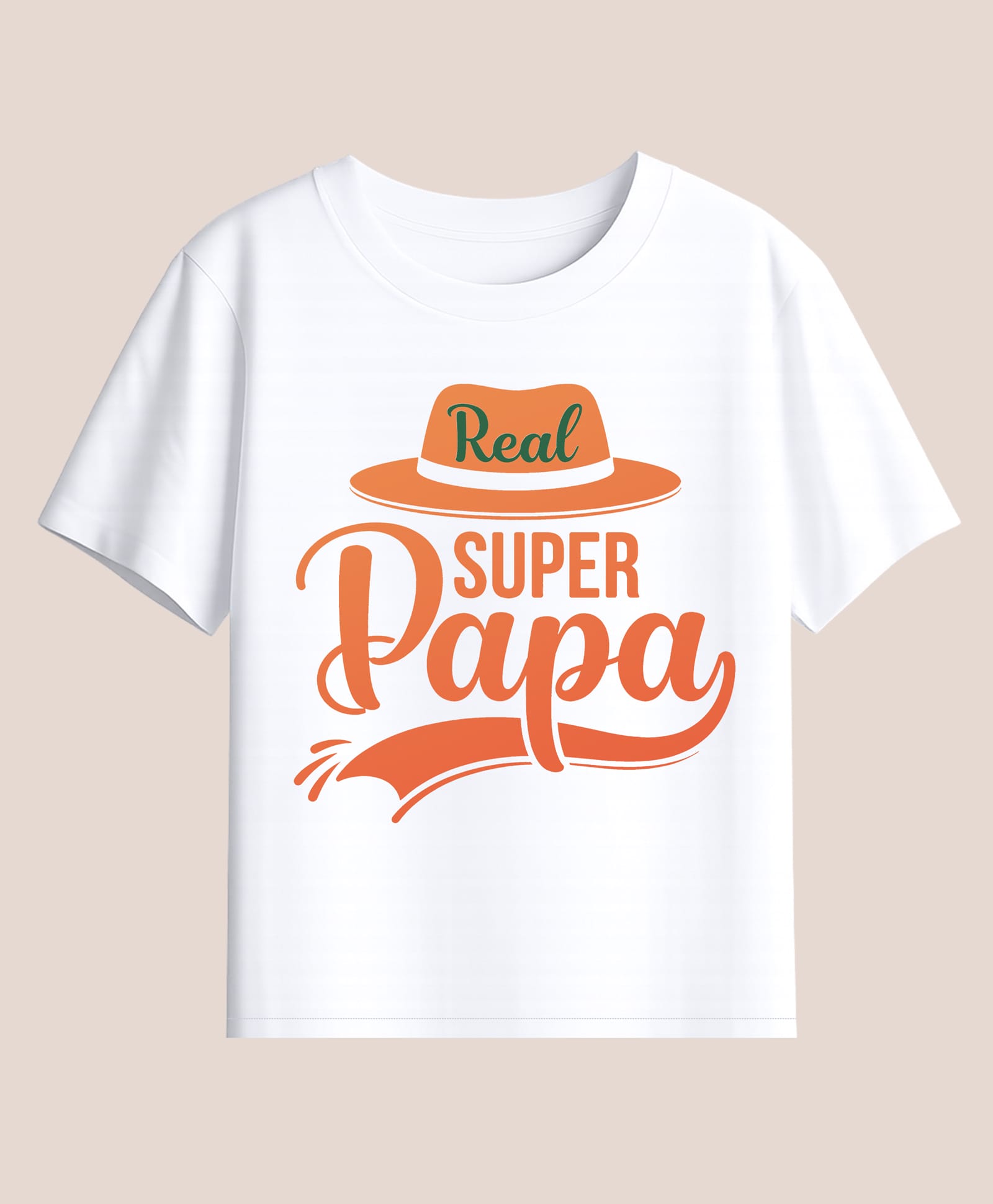 BLUSHES 100% Cotton Knit Fathers Day Theme Half Sleeves Real Super Papa Text Printed Tee - White-picture-3