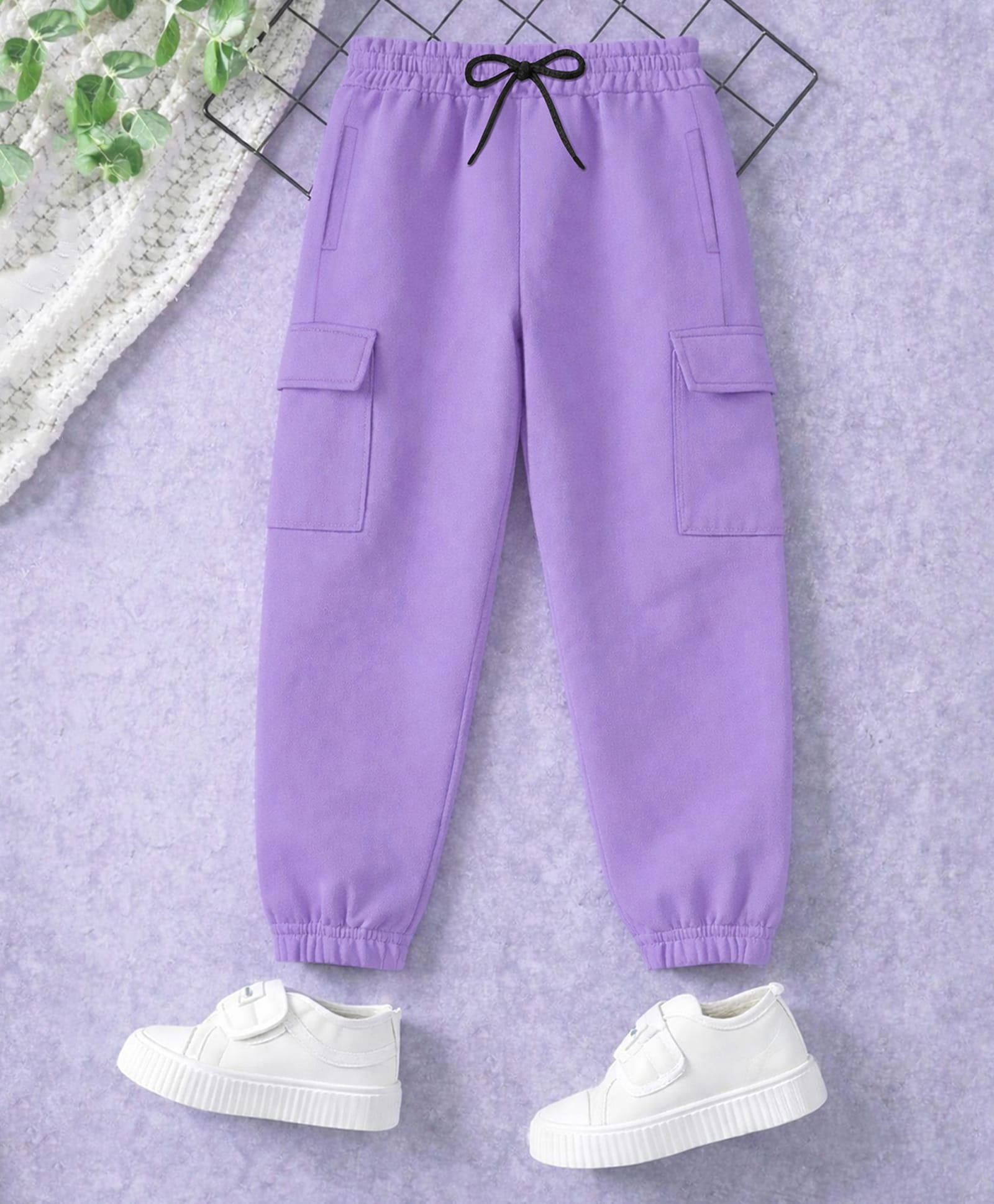 Trampoline Terry Knit Solid Cargo Style Joggers - Purple-picture-19