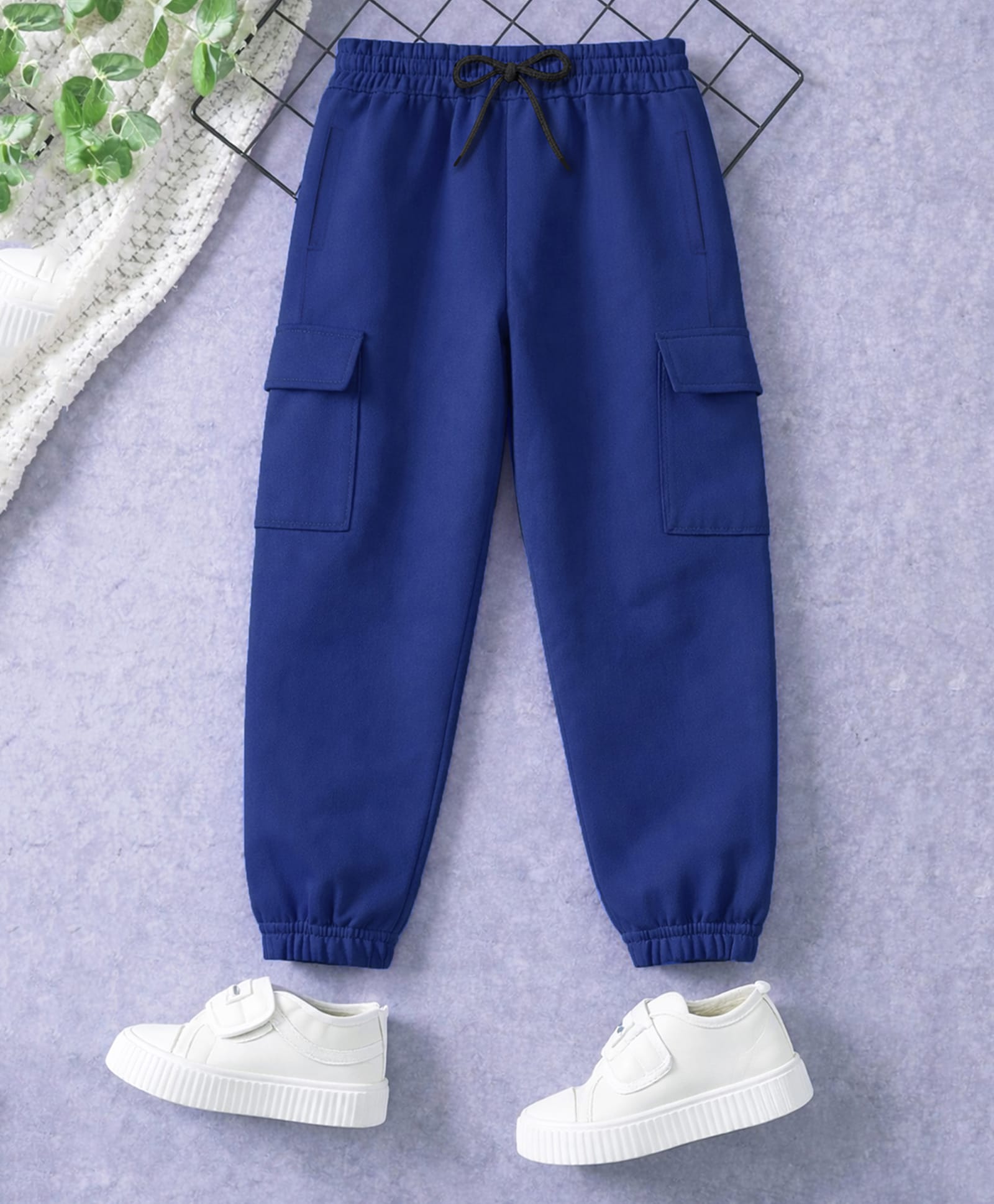 Trampoline Terry Knit Solid Cargo Style Joggers - Navy Blue-image-21