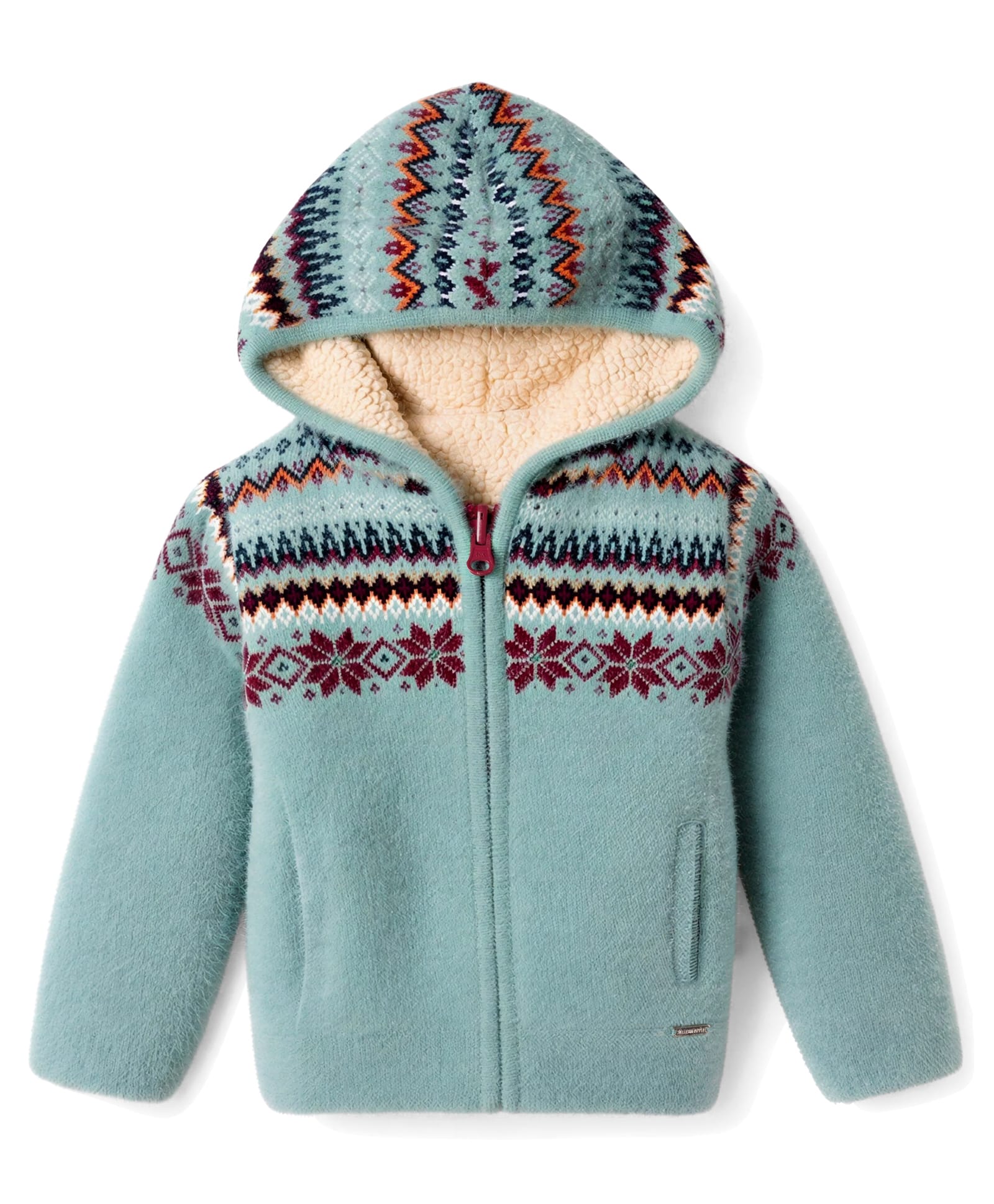 Yellow Apple Knit Full Sleeves Hoodies With Floral Design - Mint-picture-16