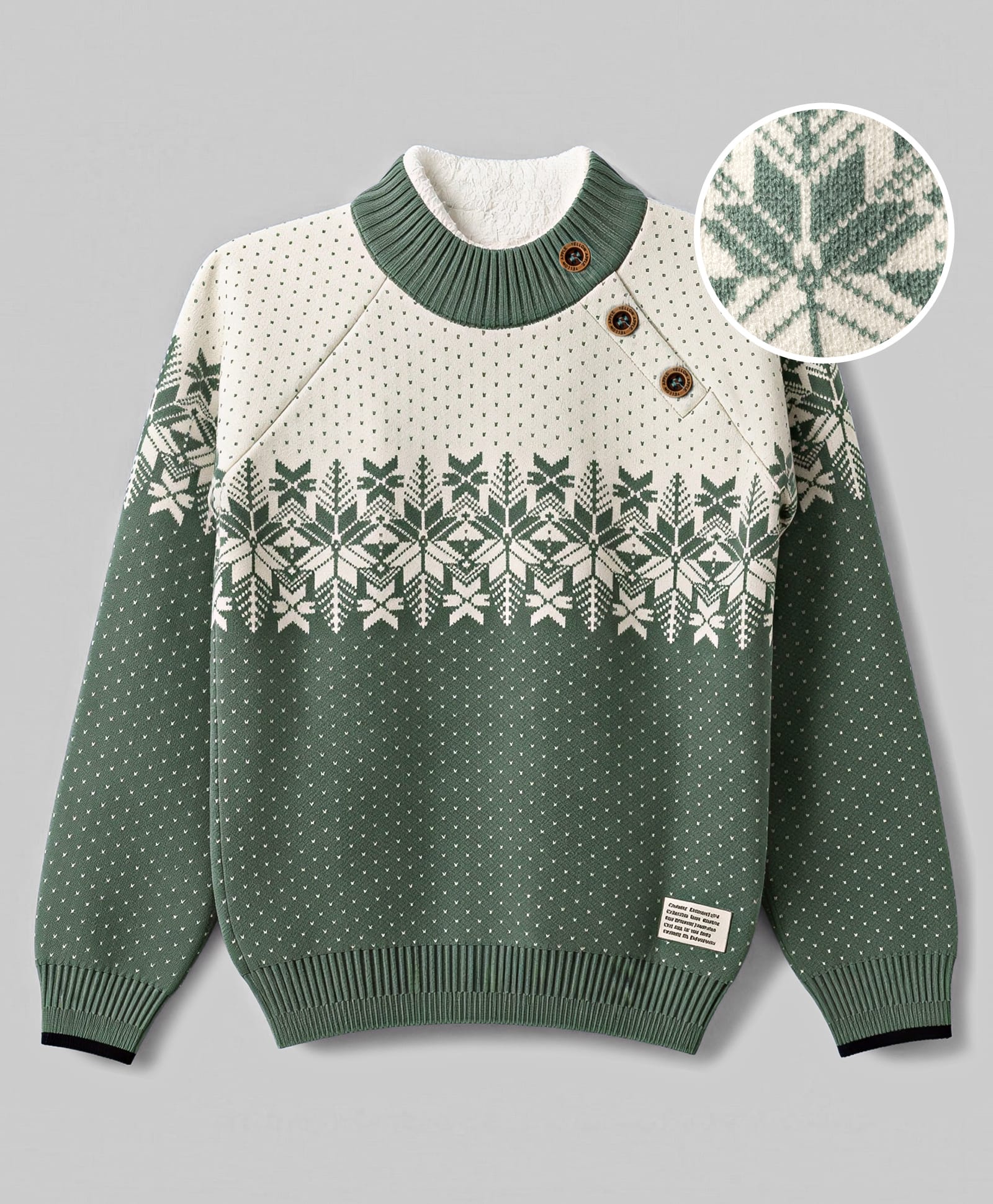 Yellow Apple Knit Full Raglan Sleeves Pullover with Floral Design - Mint-image-39