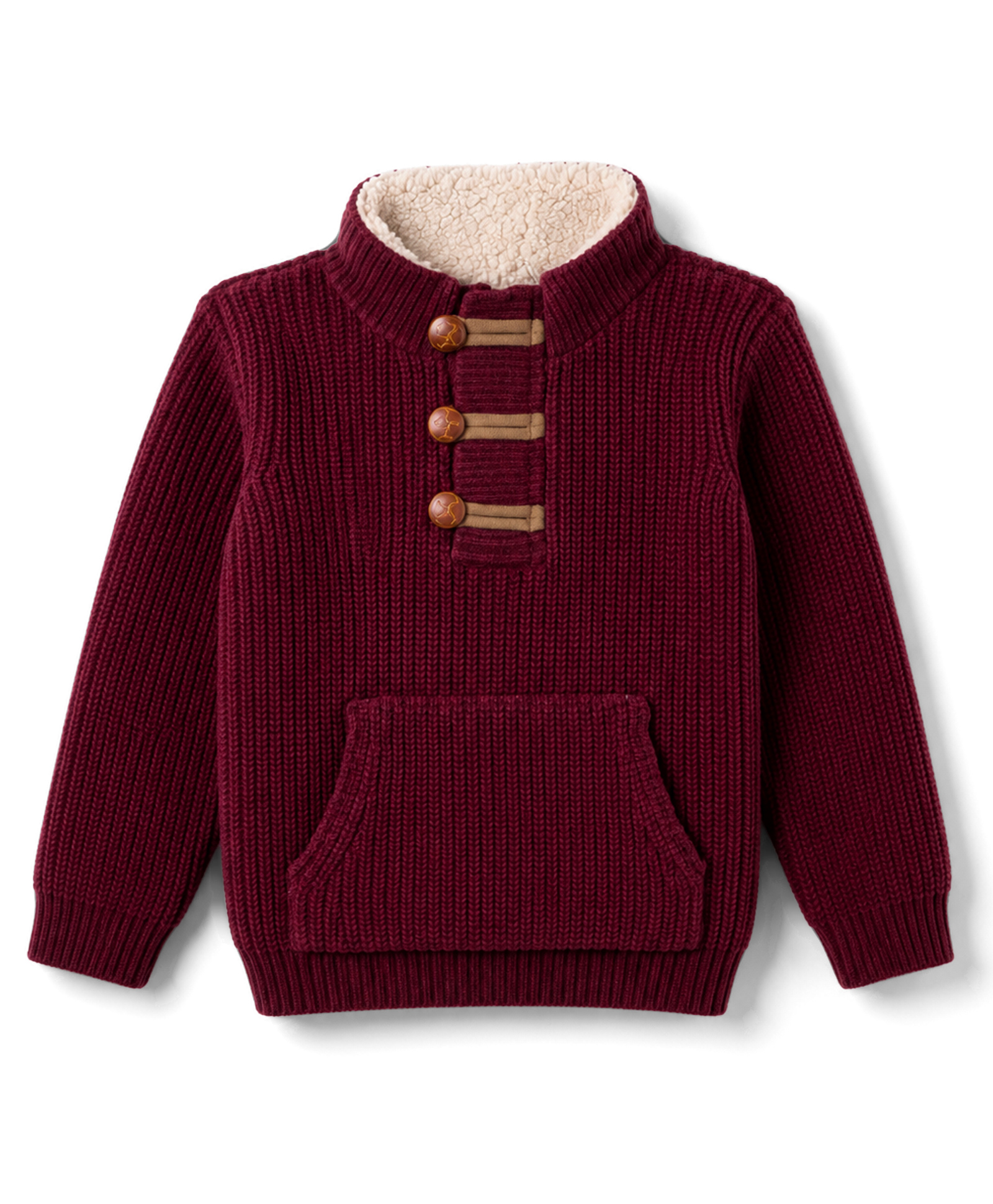 Yellow Apple Knit Full Sleeves Solid Colour Pullovers with Kangaroo Pocket - Maroon-picture-31