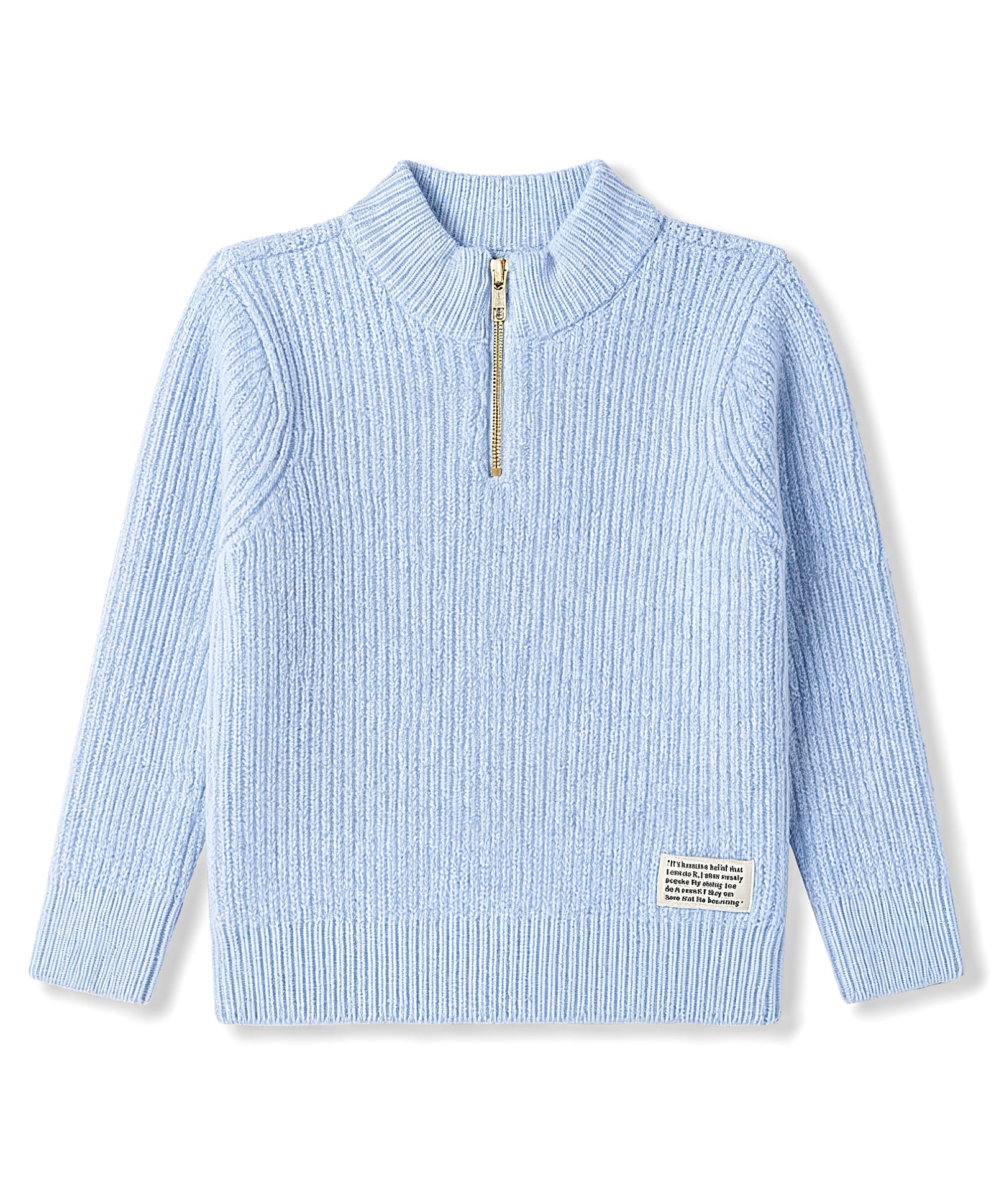 Yellow Apple Knit Full Sleeves Solid Colour High Neck Pullover -Sky-picture-34