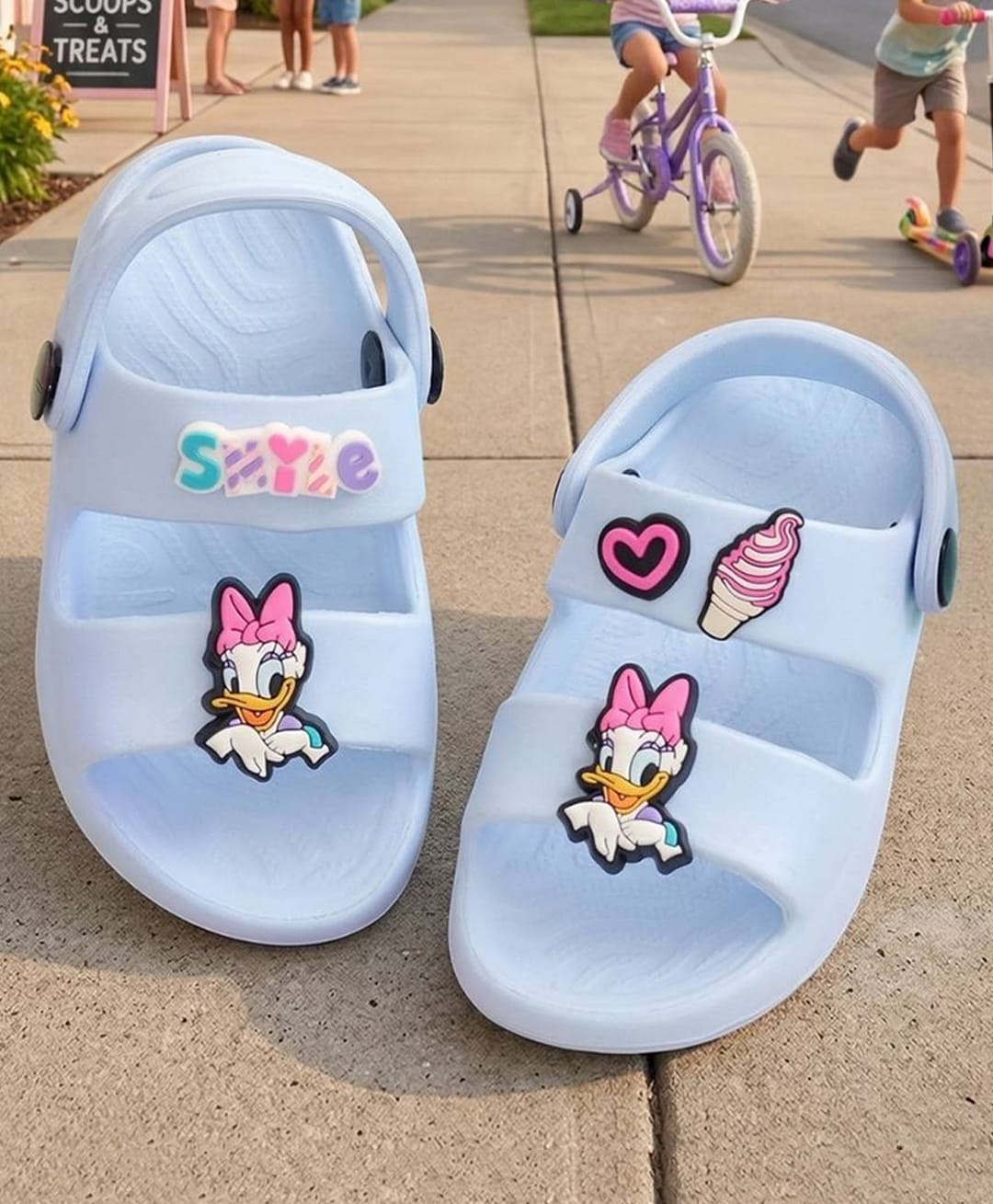 Yellow Bee Disney Mickey Mouse & Friends Featuring Daisy Duck & Heart Applique Detailed Slingback Sandals - Blue-picture-20