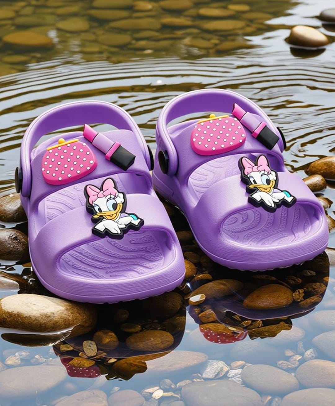 Yellow Bee Disney Mickey Mouse & Friends Featuring Daisy Duck & Lipstick Applique Detailed Slingback Sandals - Purple-picture-14