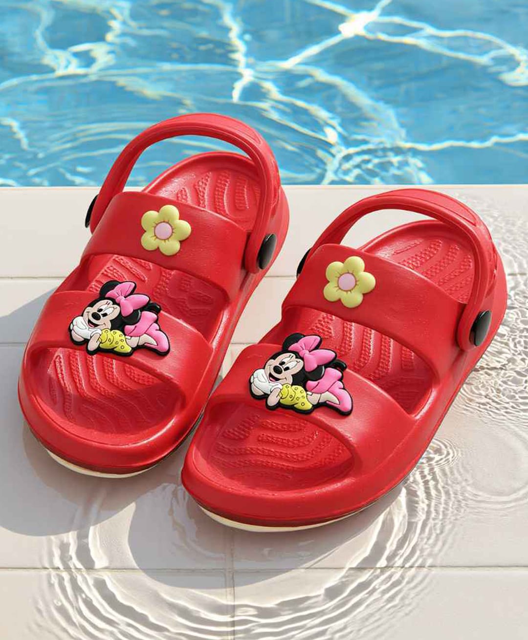 Yellow Bee Disney Mickey Mouse & Friends Featuring Minnie Mouse & Floral Applique Detailed Slingback Sandals - Red-picture-15