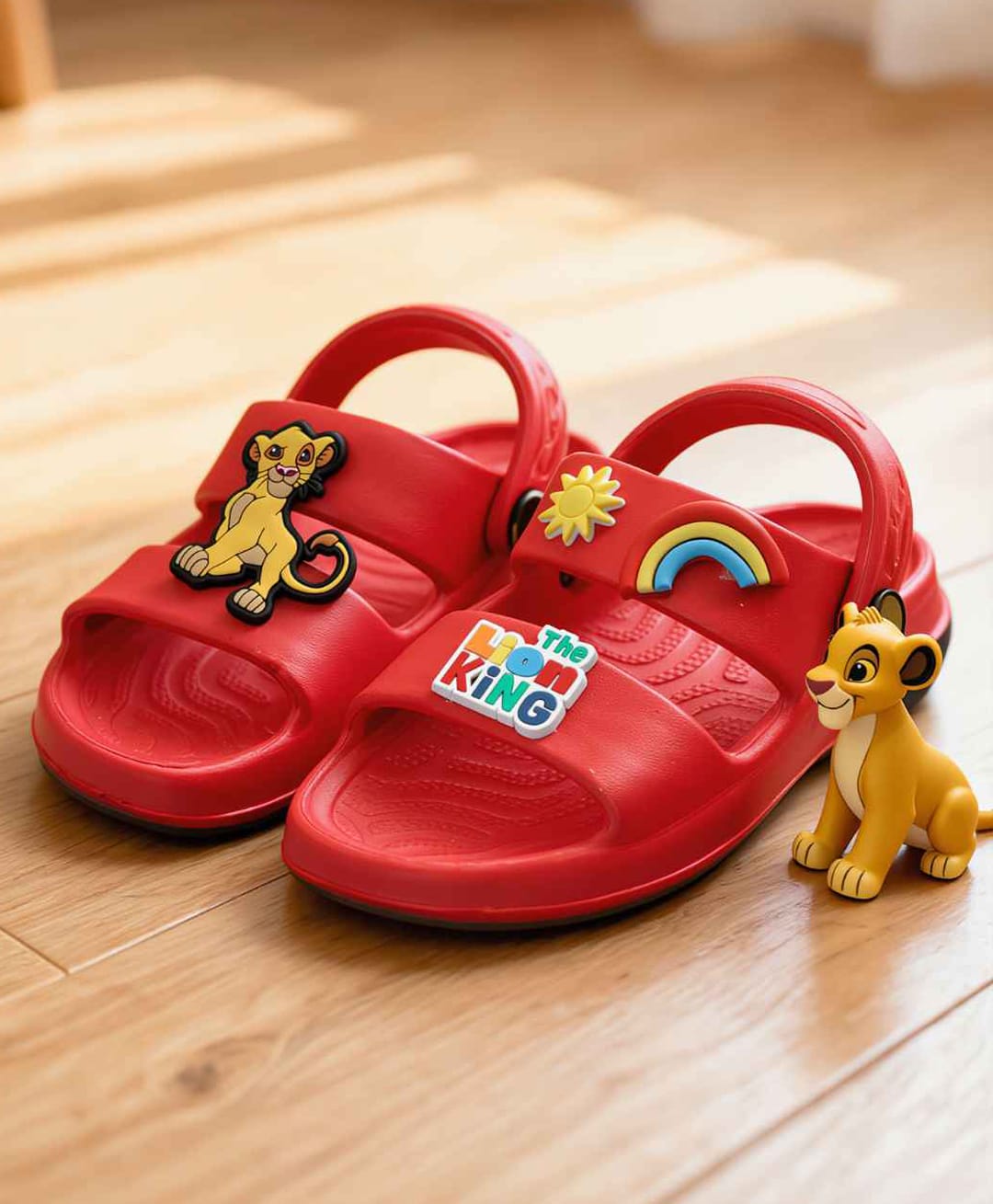 Yellow Bee The Lion King Featuring Simba Applique Detailed Slingback Sandals - Red-picture-19