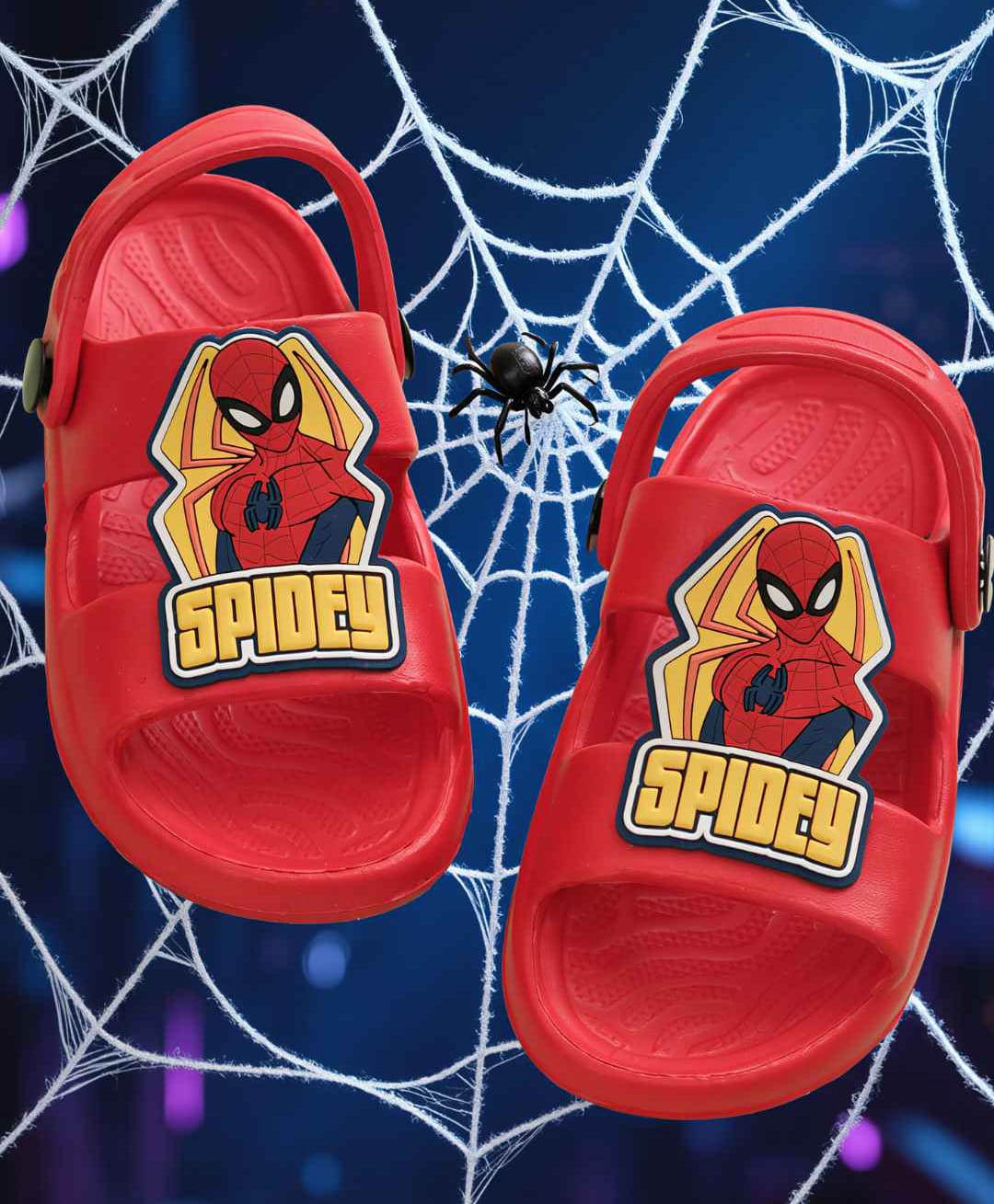 Yellow Bee Marvel Featuring Spider Man Applique Detailed Slingback Sandals - Red-picture-10