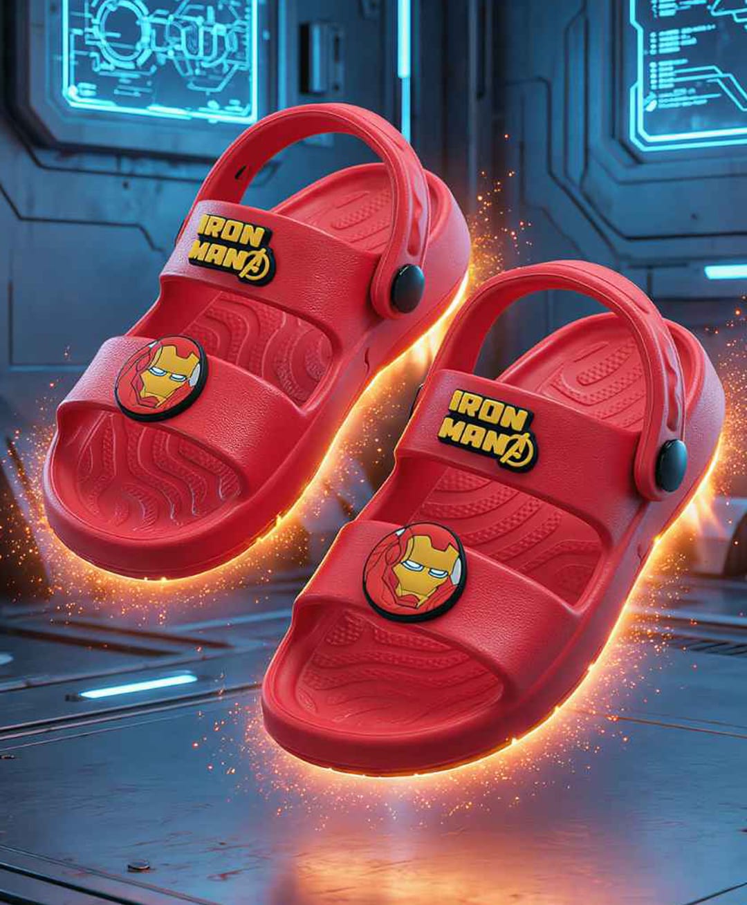 Yellow Bee Marvel Featuring Iron Man Applique Detailed Slingback Sandals - Red-picture-16