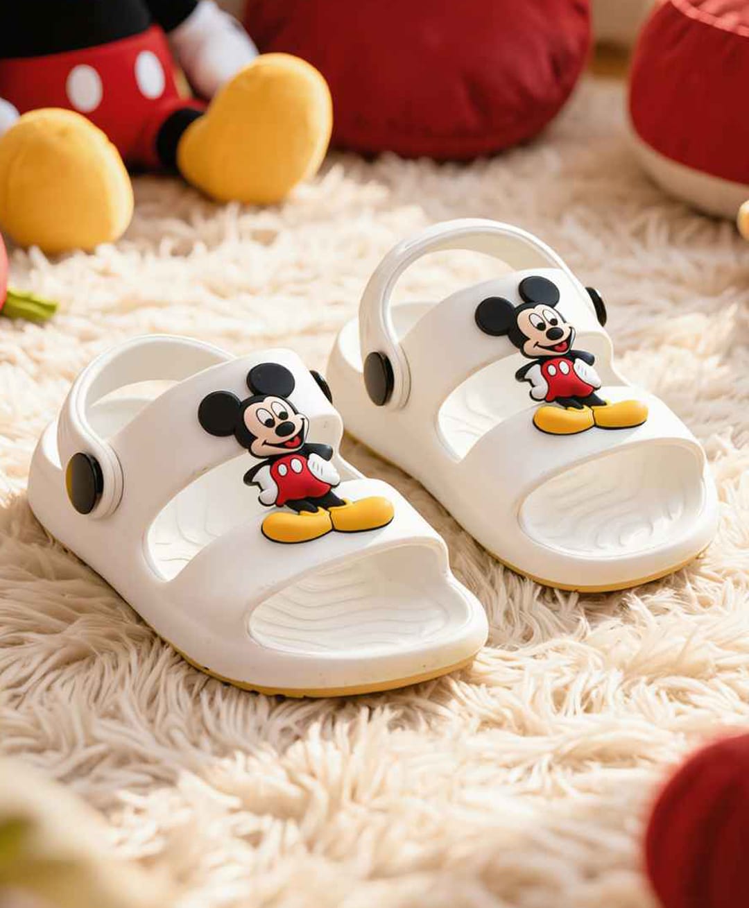 Yellow Bee Mickey Mouse Featuring Character Applique Detailed Slingback Sandals - White-picture-29
