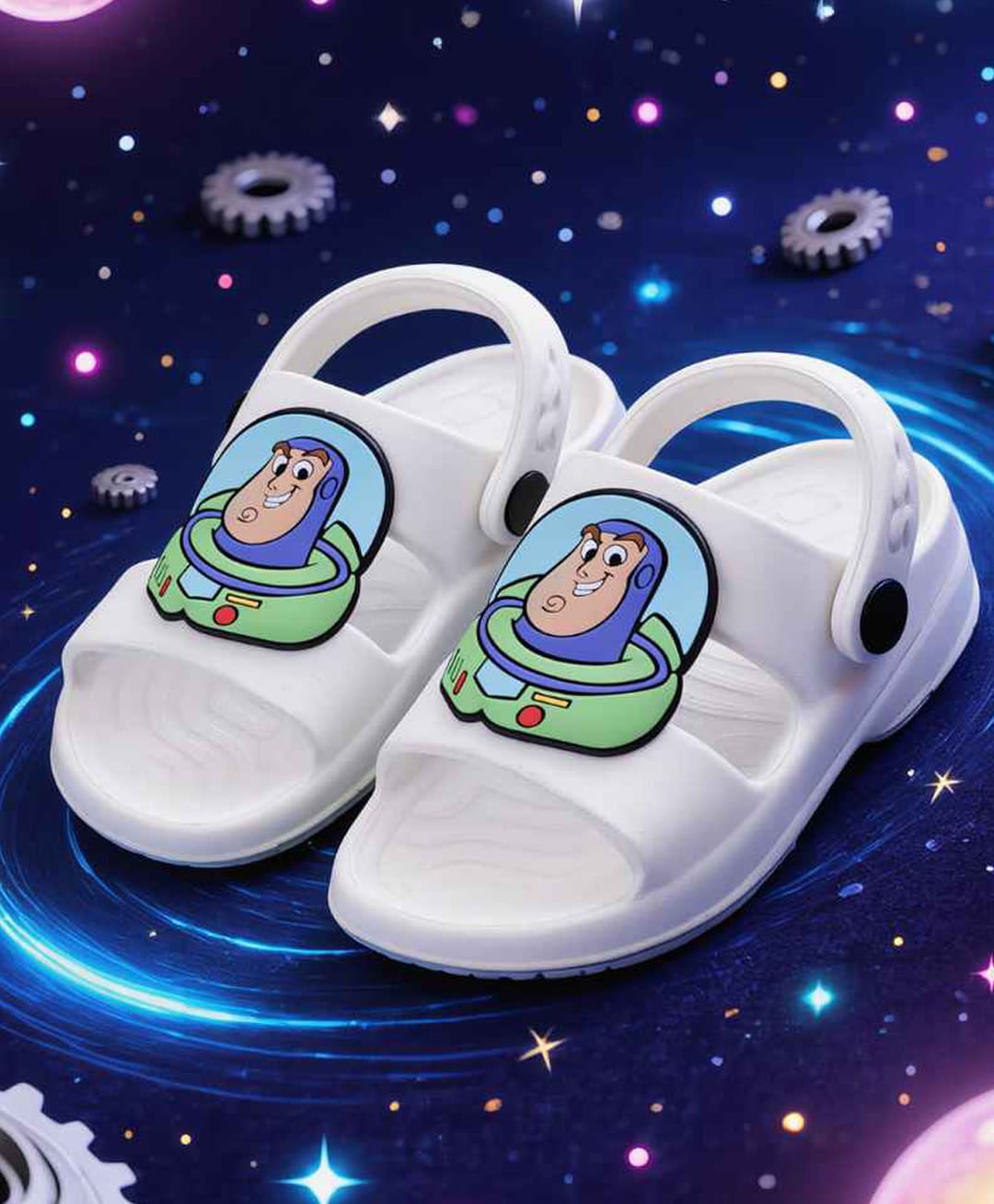 Yellow Bee Disney Pixar Featuring Buzz Lightyear Applique Detailed Slingback Sandals - White-picture-21