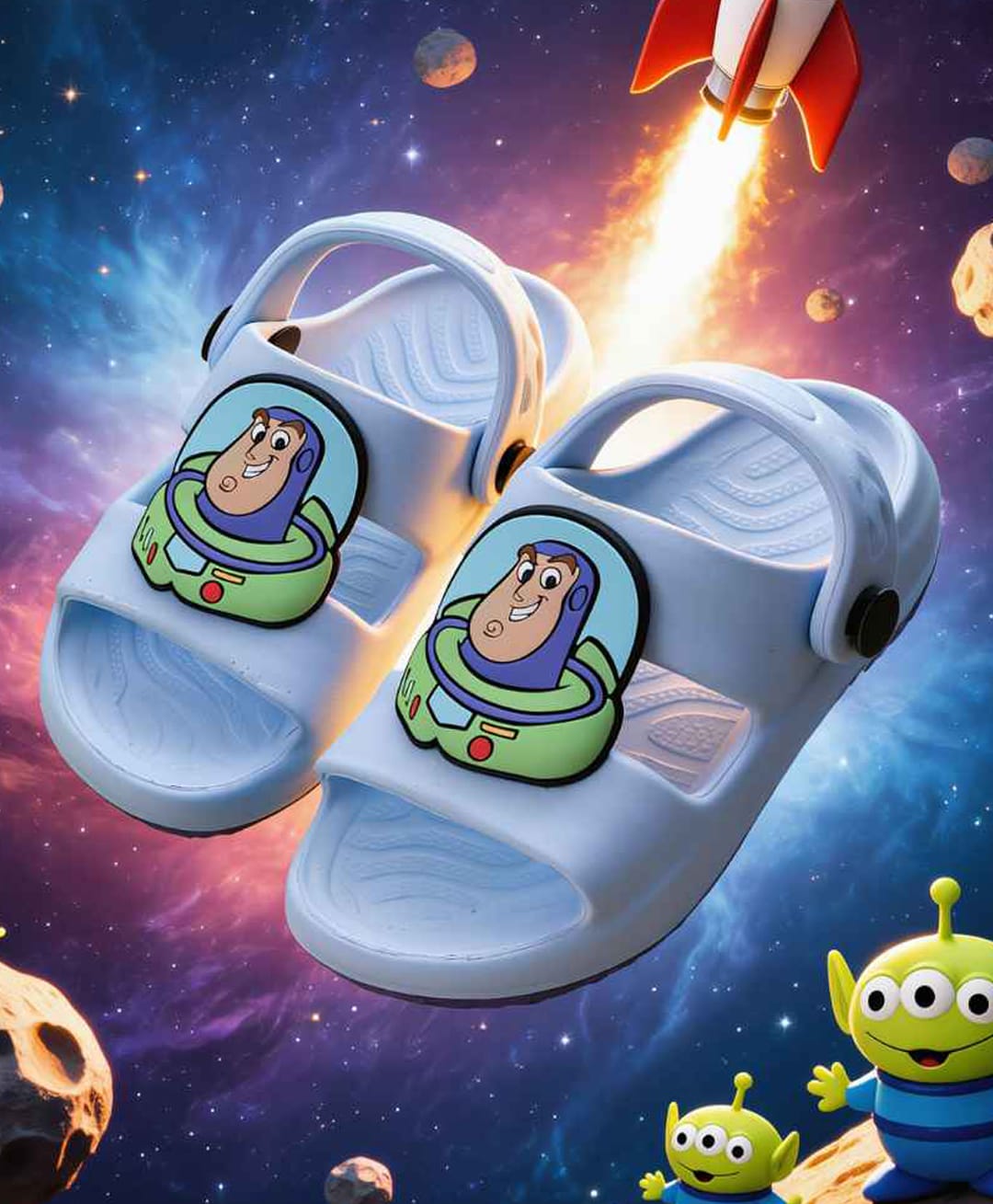 Yellow Bee Disney Pixar Featuring Buzz Lightyear Applique Detailed Slingback Sandals - Blue-picture-11