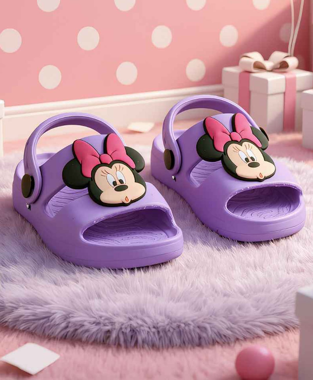 Yellow Bee Disney Featuring Minnie Mouse Applique Detailed Slingback Sandals - Purple-picture-45