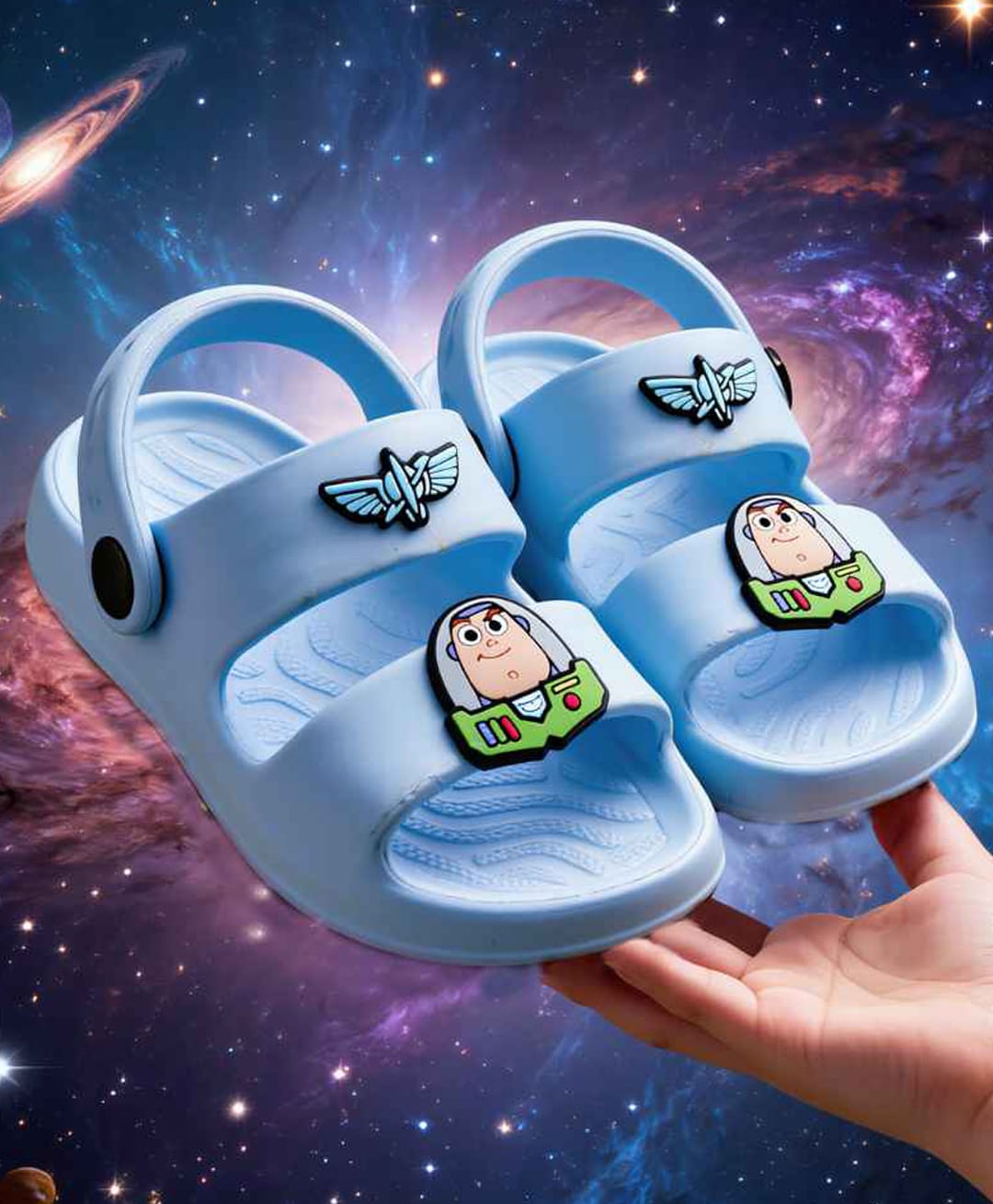 Yellow Bee Disney Pixar Featuring Buzz Lightyear Applique Detailed Slingback Sandals - Blue-picture-19