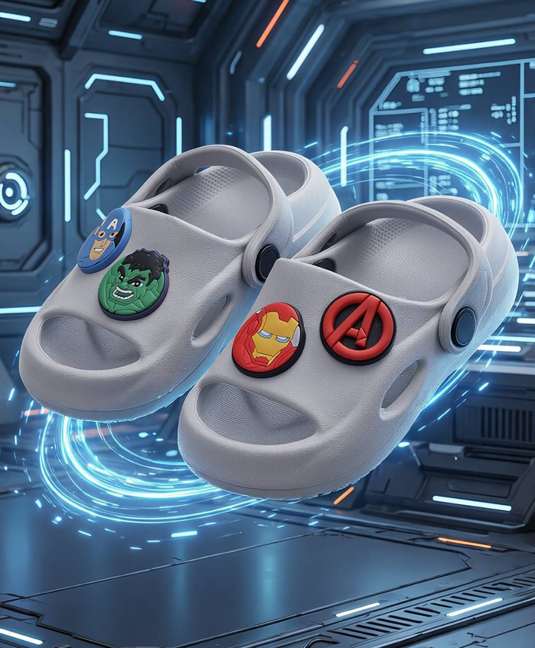 yellow bee marvel avengers featuring characters applique detailed slingback sandals - grey