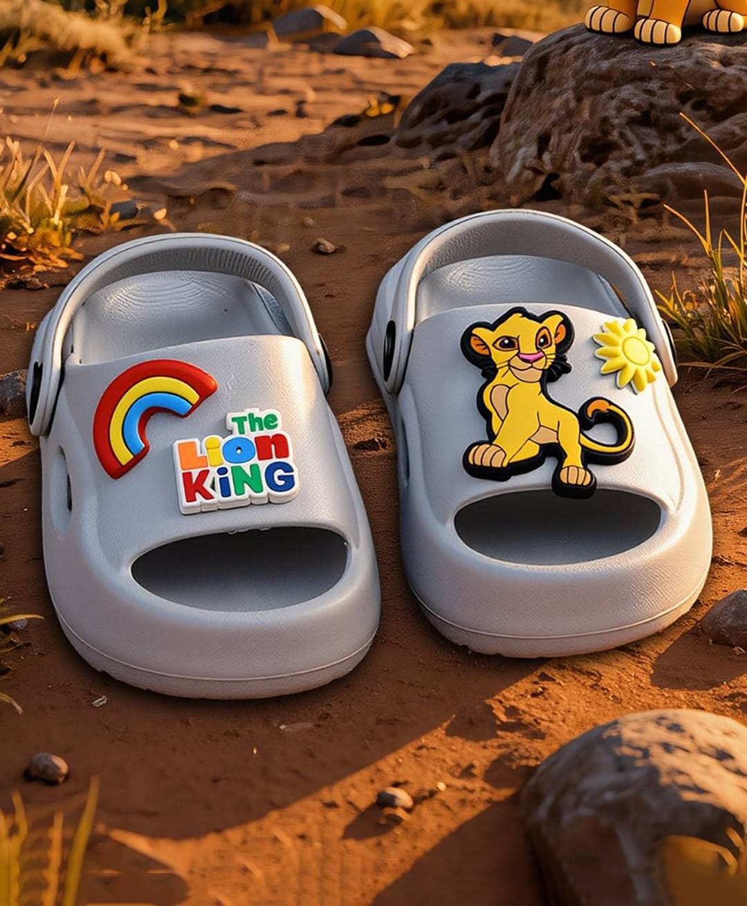 Yellow Bee Disney The Lion King Featuring Simba & Rainbow Applique Detailed Slingback Sandals - Grey-image-18