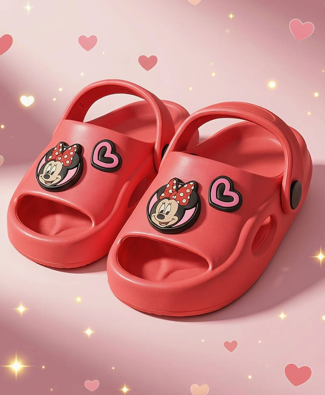Yellow Bee Disney Mickey Mouse & Friends Featuring Minnie Mouse Applique Detailed Slingback Sandals - Red-image-49
