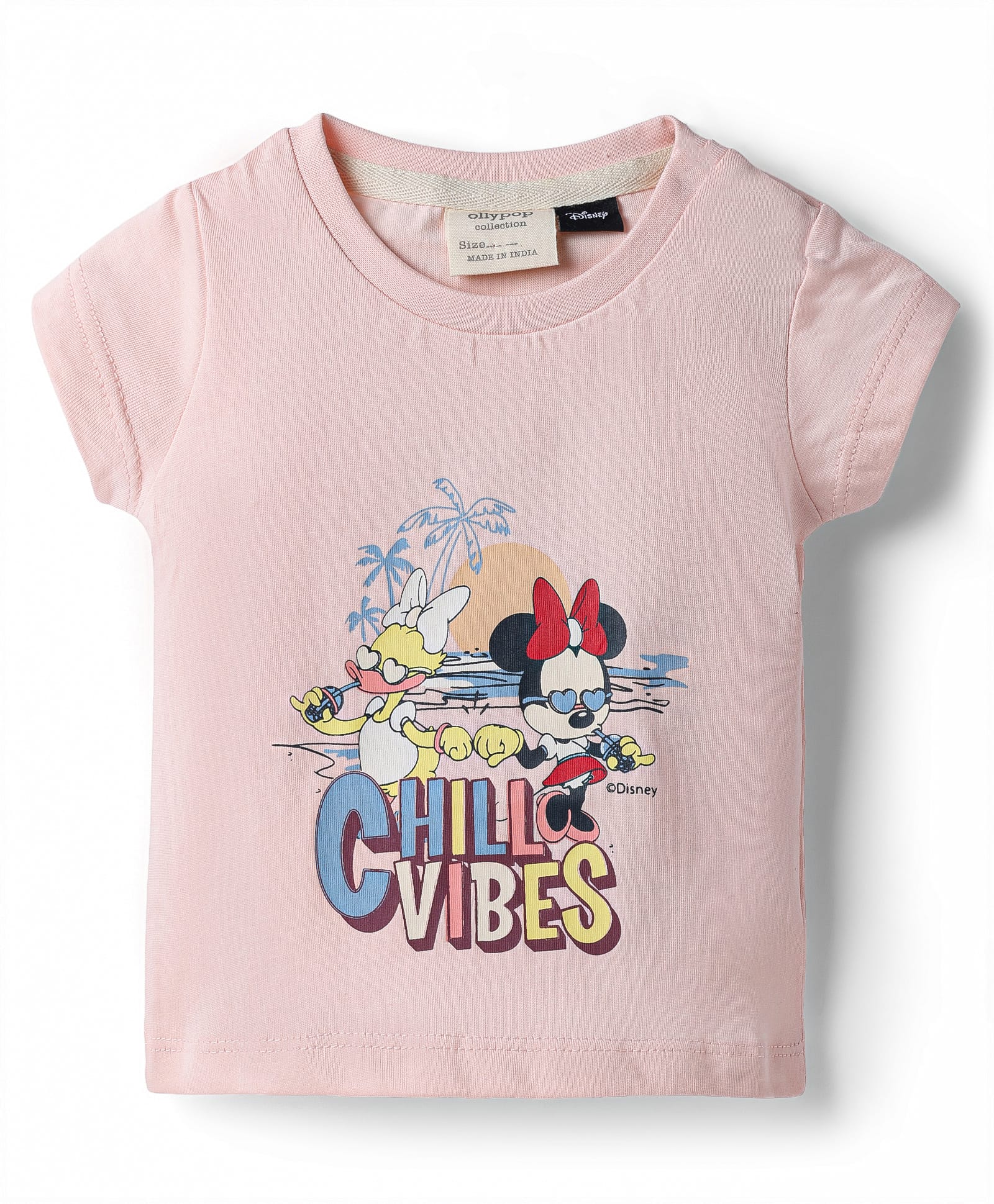 Ollypop Disney Sinker Knit Half Sleeves T-Shirt With Minnie Mouse & Daisy Friends - Baby Pink-picture-14
