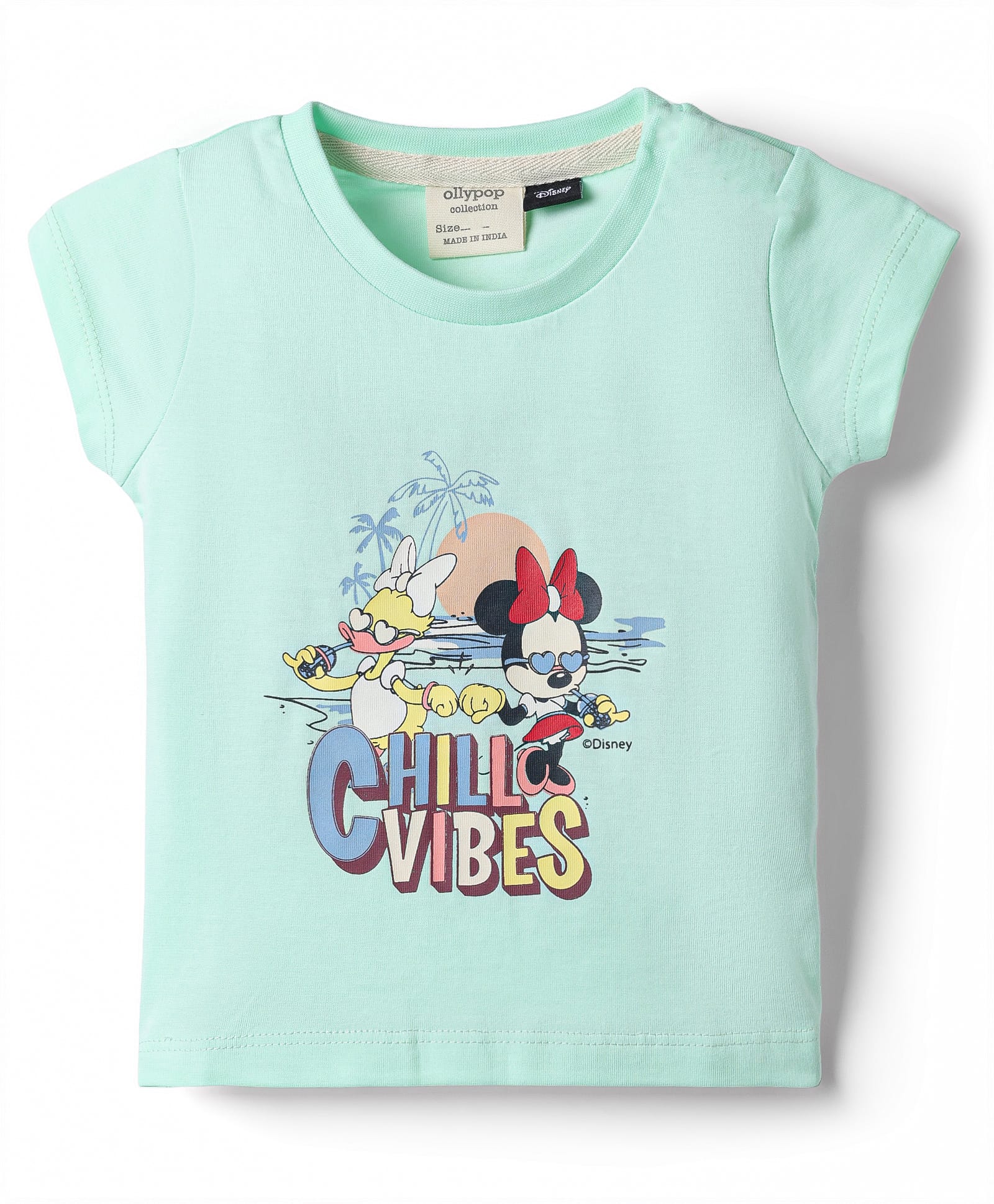 Ollypop Disney Sinker Knit Half Sleeves T-Shirt With Minnie Mouse & Daisy Friends - Sea Green-picture-47