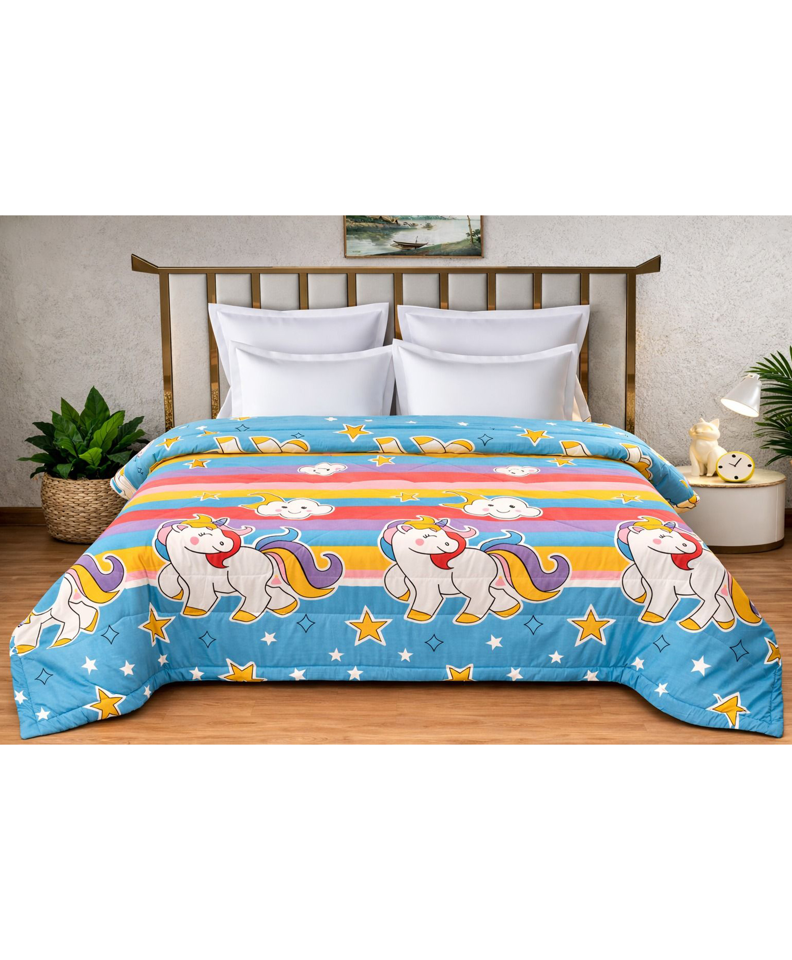 Morado Premium Kids Reversible Comforter for Double Bed 90x100 Inches | 130 TC | Ultra Soft Glace Cotton Comforter | Lightweight, Cozy & Breathable Printed Bedding for Kids Bedroom, Pink Unicorn-picture-35