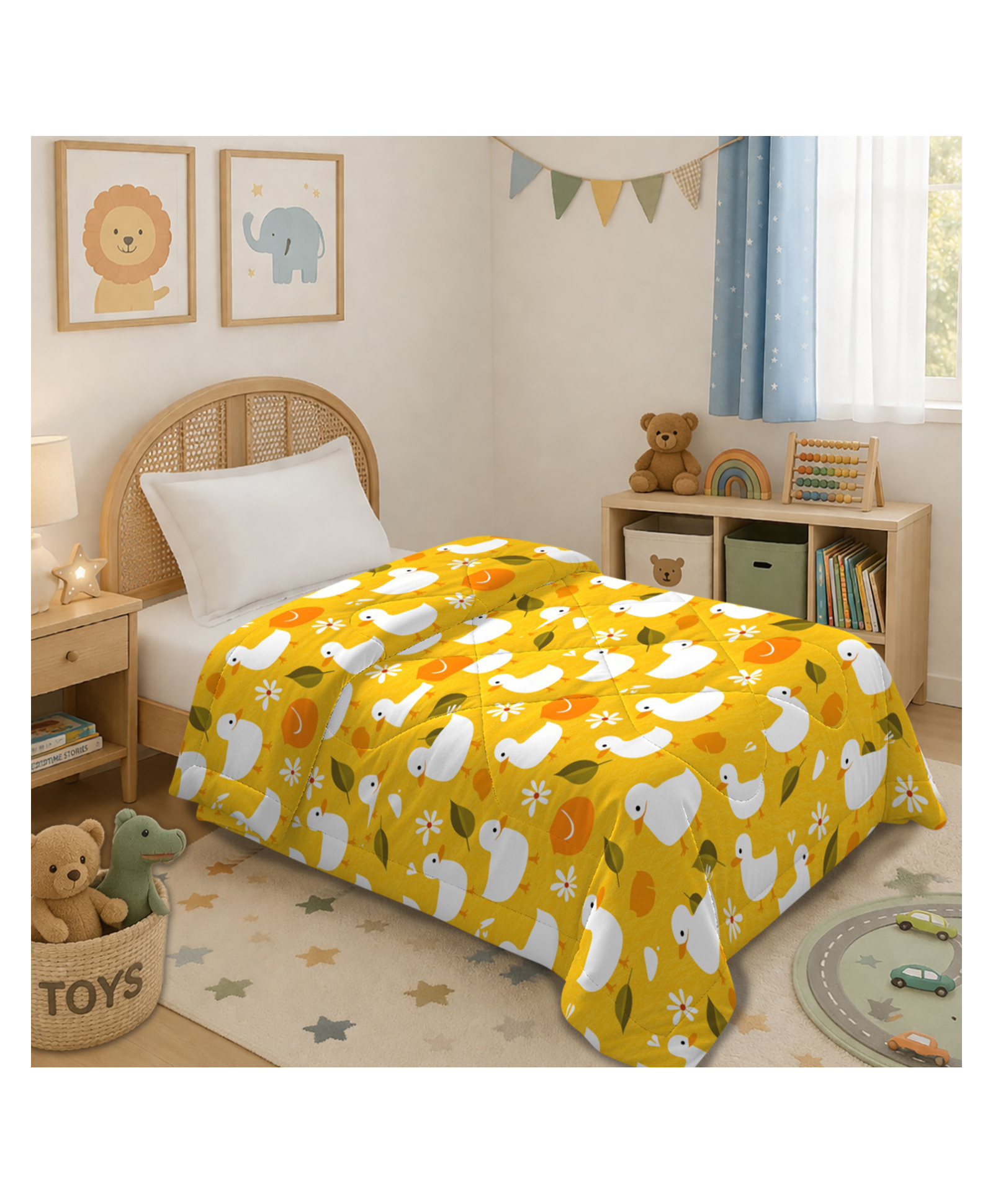 Morado Premium Glace Cotton Reversible Single Bed Comforter 60x90 Inches | Ultra Soft, Lightweight & Breathable | 150 GSM Cozy All-Season Bedding Comforter, Yellow Duck-image-24