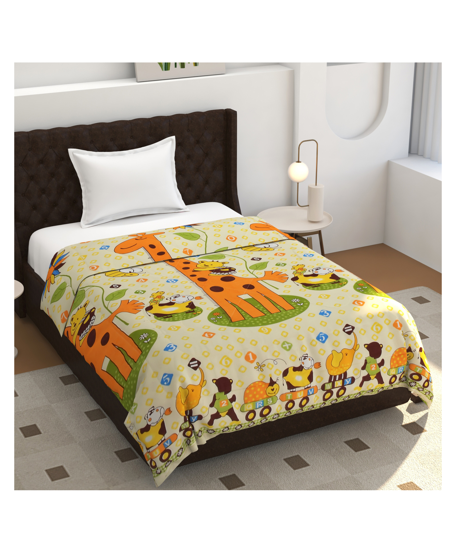 Morado Premium Glace Cotton Reversible Single Bed Comforter 60x90 Inches | Ultra Soft, Lightweight & Breathable | 150 GSM Cozy All-Season Bedding Comforter, Giraffe-picture-41