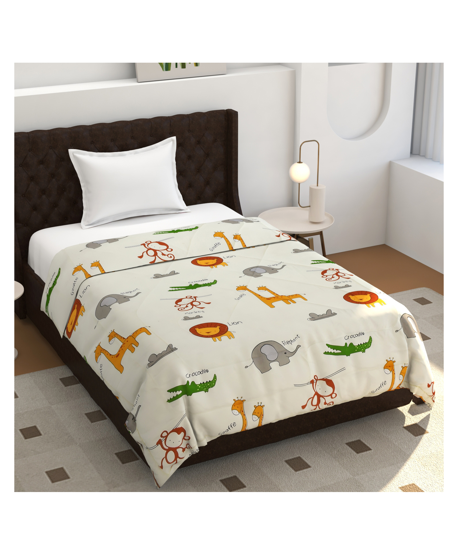 Morado Premium Glace Cotton Reversible Single Bed Comforter 60x90 Inches | Ultra Soft, Lightweight & Breathable | 150 GSM Cozy All-Season Bedding Comforter, Off White Animal-image-21