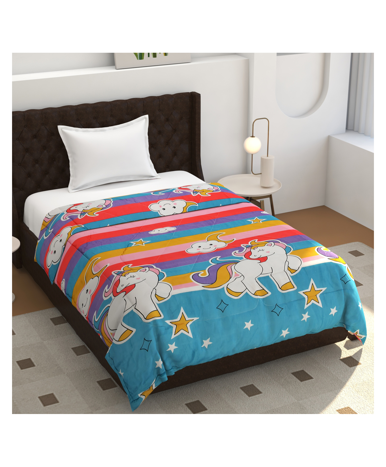 Morado Premium Glace Cotton Reversible Single Bed Comforter 60x90 Inches | Ultra Soft, Lightweight & Breathable | 150 GSM Cozy All-Season Bedding Comforter, Pink Unicorn-picture-45