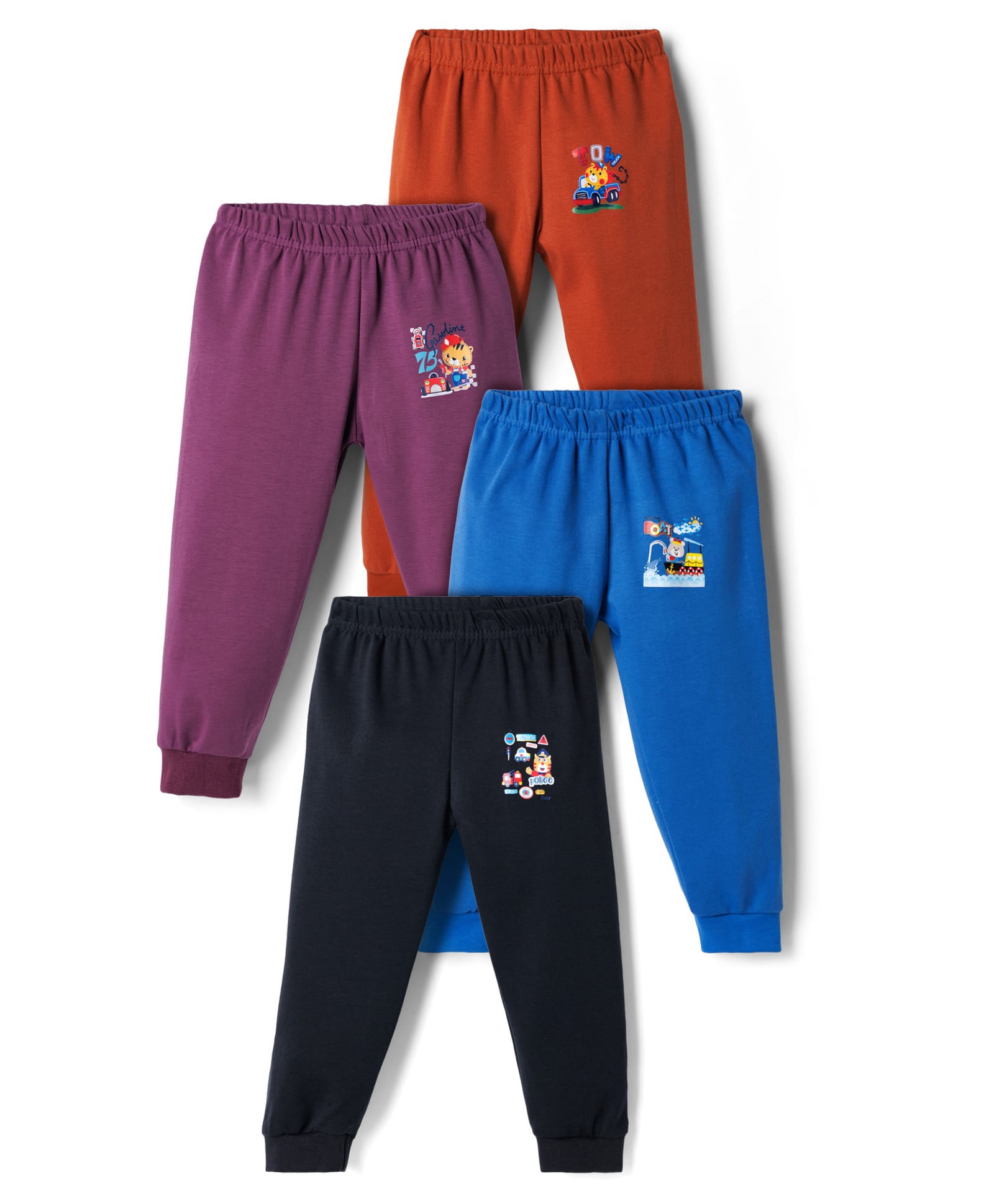 Kidi Wav Pack Of 4 Animals In Vehicles Printed Pyjamas - Multi Colour-picture-19