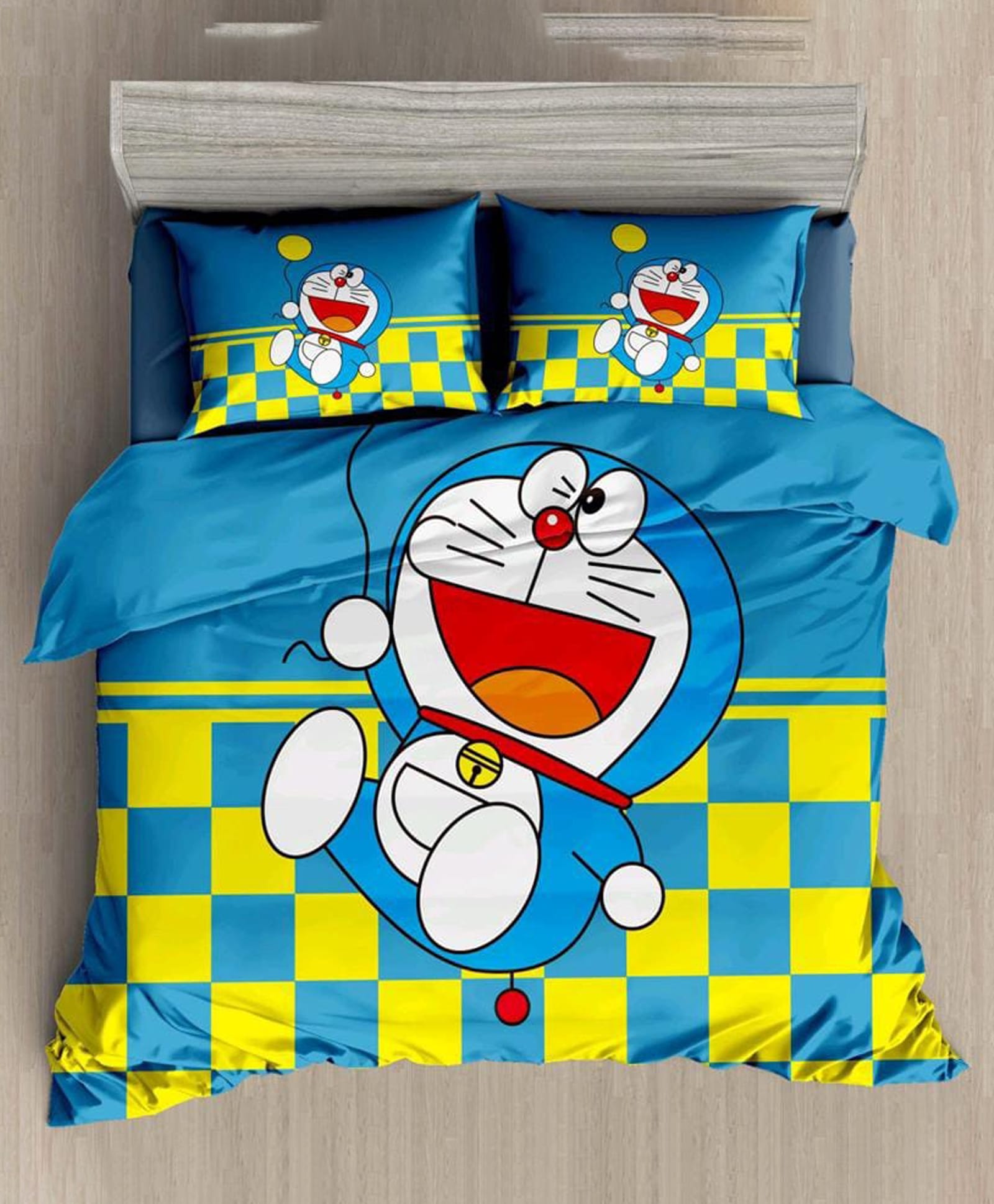 BhaiJi Bedsheets 220TC Glace Cotton Bed Sheet Double Bed With 2 Pillow Covers Full HD Digital Prints - Doraemon Nobita-image-18