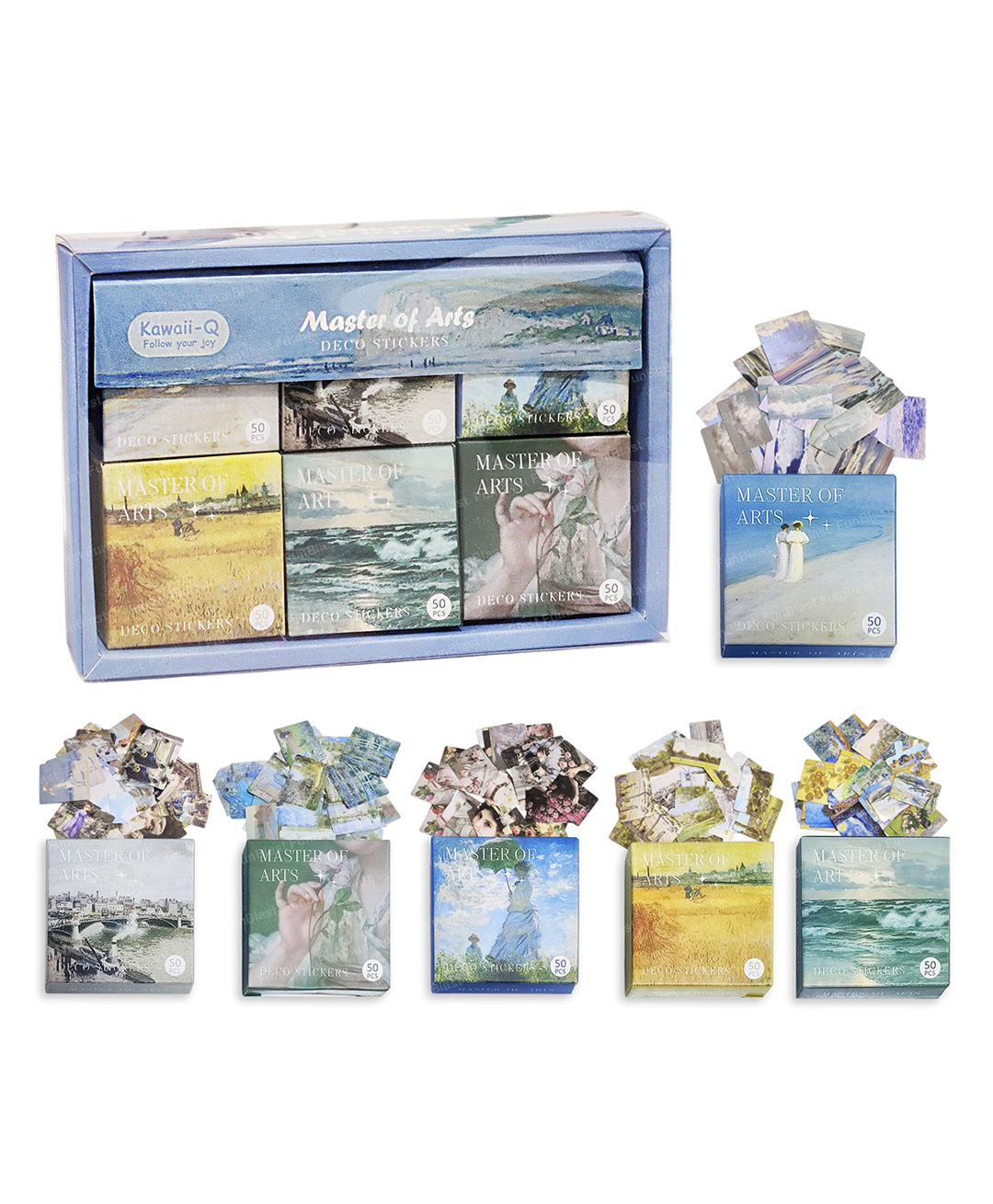 FunBlast Kawaii Oil Pastel Art Stickers Set for Scrapbook, Decorative - 300 Pcs Stickers (Blue)-image-9