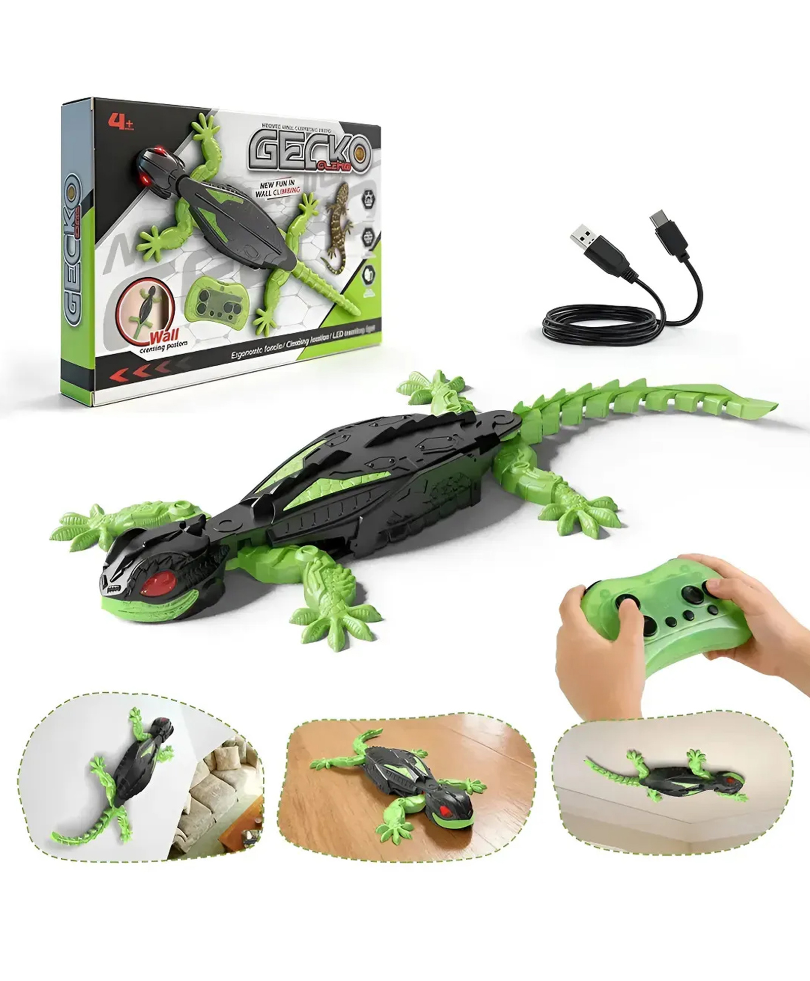 Kidology Remote Control Wall Climbing Lizard Toy - Gravity Defying 360° Rotating RC Robot with LED Lights - Crawls on Walls, Ceilings & Floors - Fun Gift for Kids 4+ Years-image-25