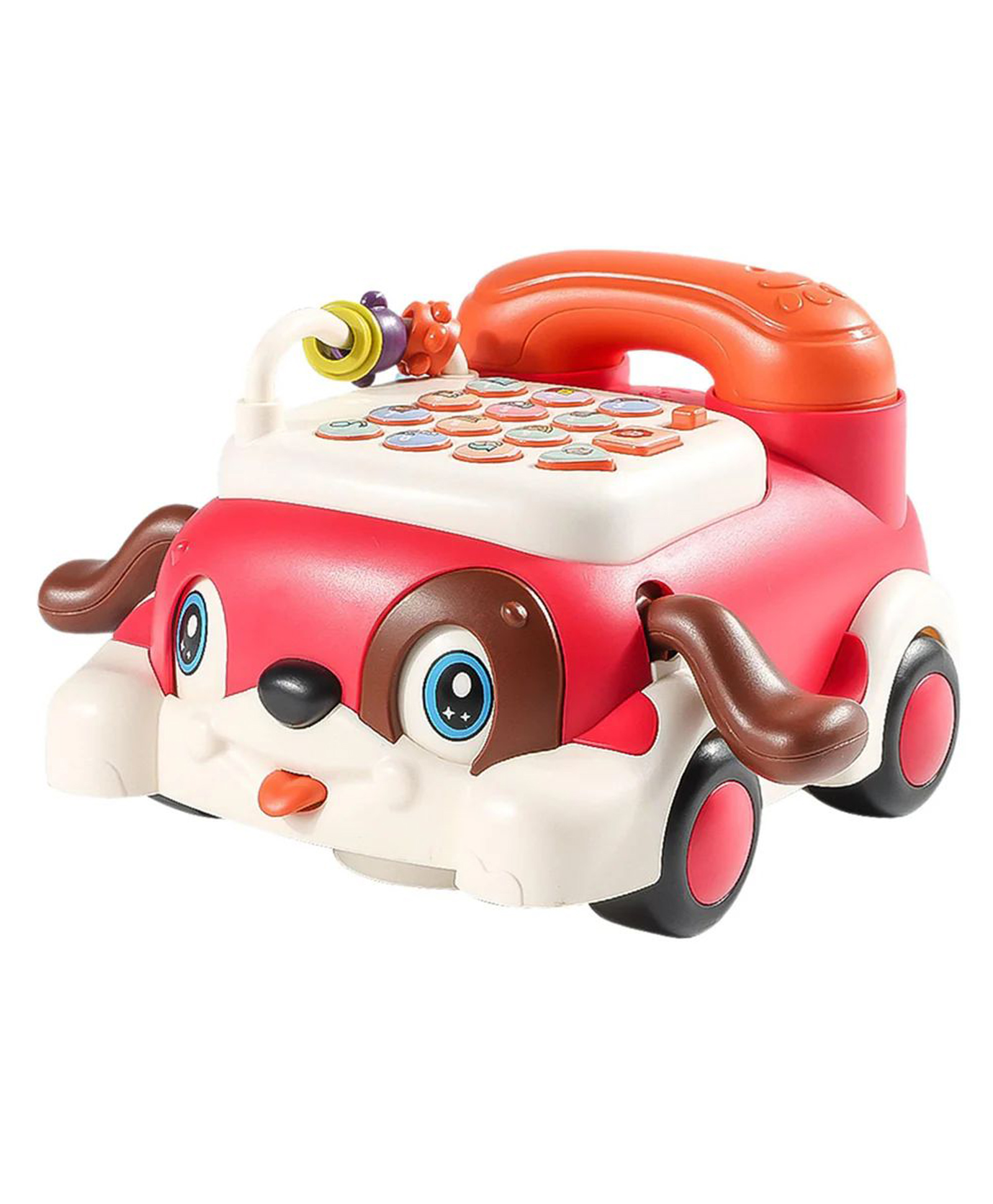 Muren Musical Bump & Go Dog Shape Telephone Toy for Kids with Lights, Music, Math Quiz and Rhymes - Interactive Educational Phone with Moving Eyes, Ears and Tongue - Multicolor (Random Color)-image-31