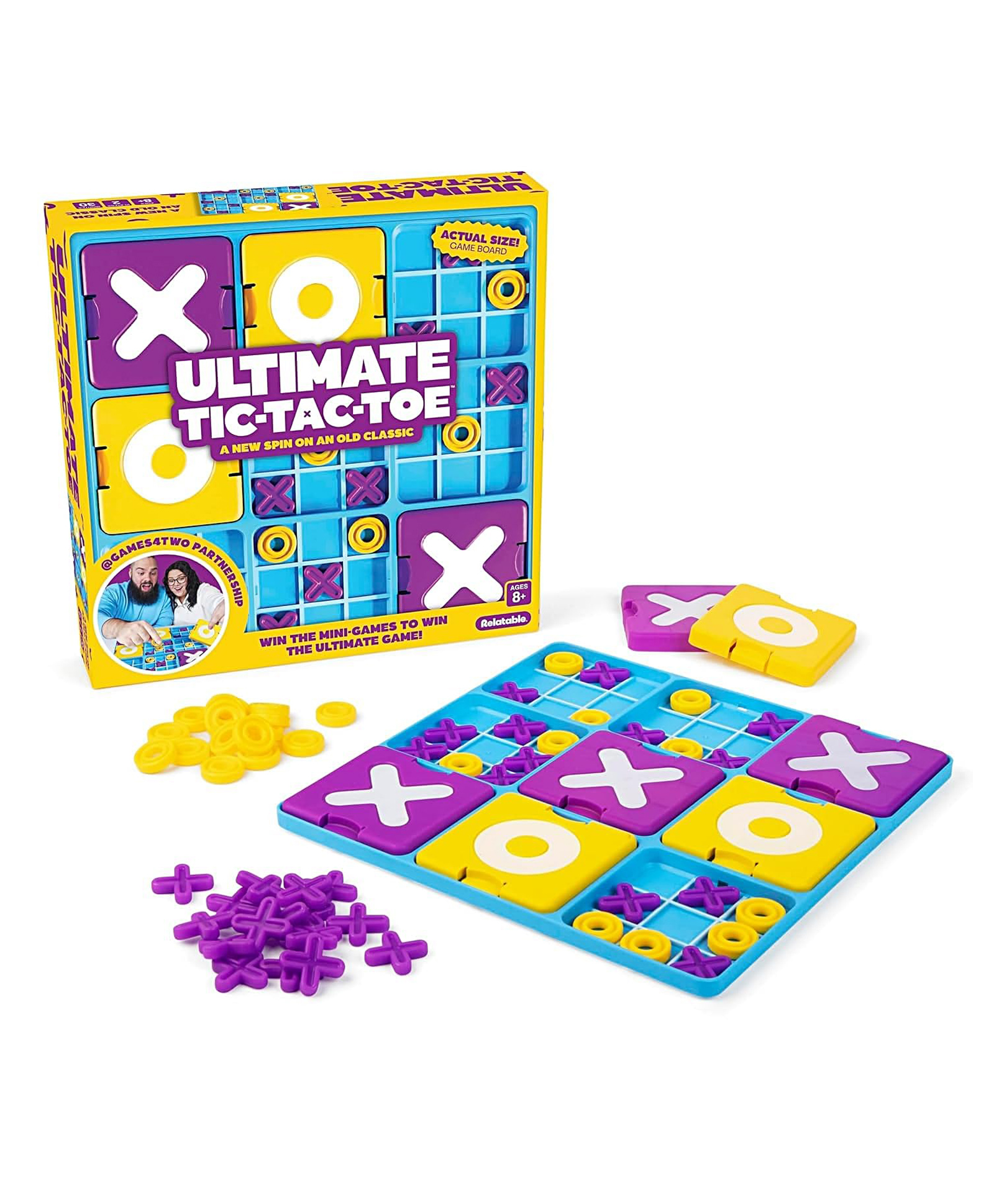Muren 2 Players Ultimate Tic Tac Toe Board Game Surprise Tic-Tac-Toe, Indoor Tabletop Family Fun Old Classic Games Multicolor Strategic & War Educational Development Toy-Multicolor(Color May Vary)-picture-35
