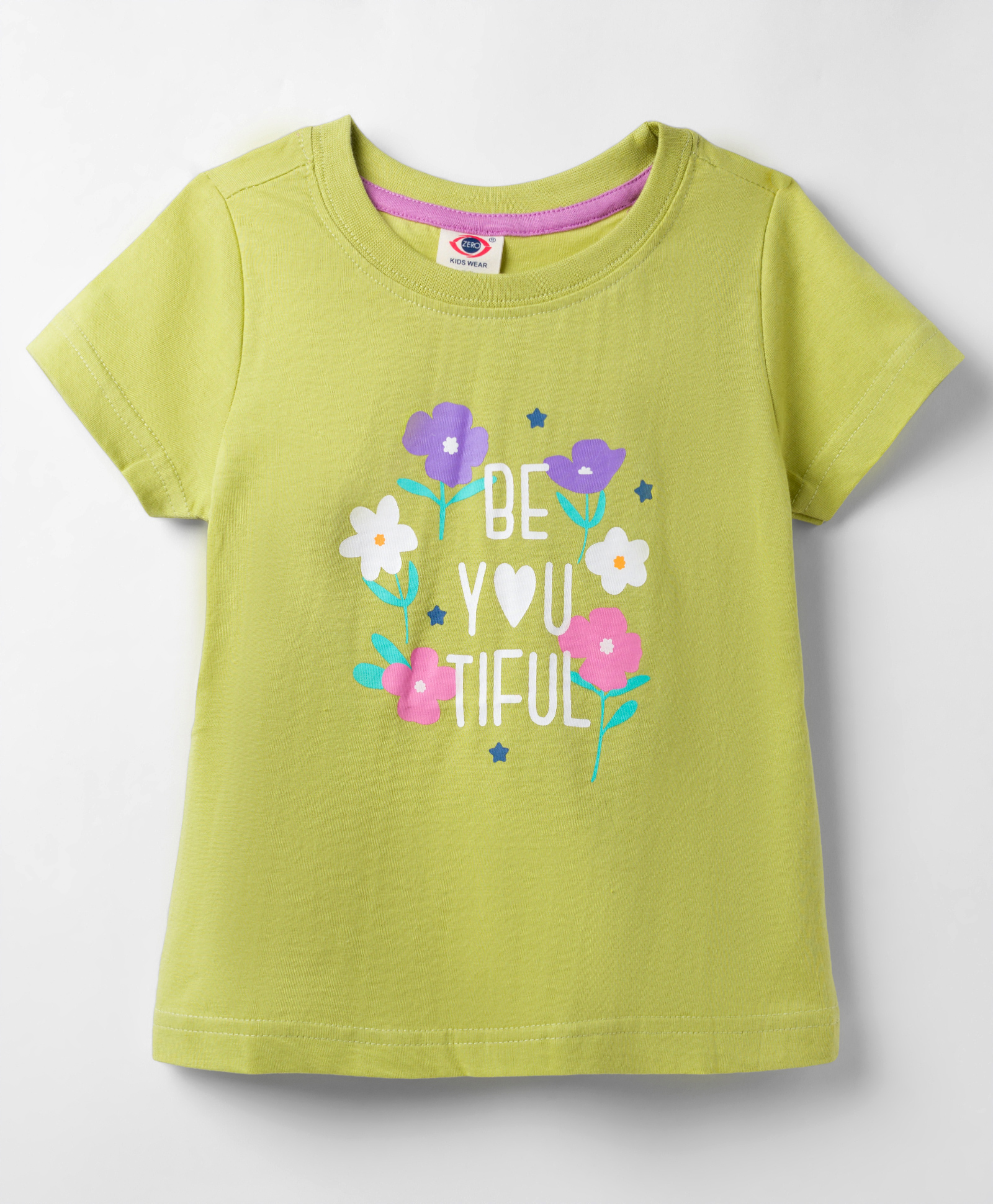 Zero Cotton Sinker Knit Half Sleeves Floral Printed T-Shirt - Lime Green-image-35
