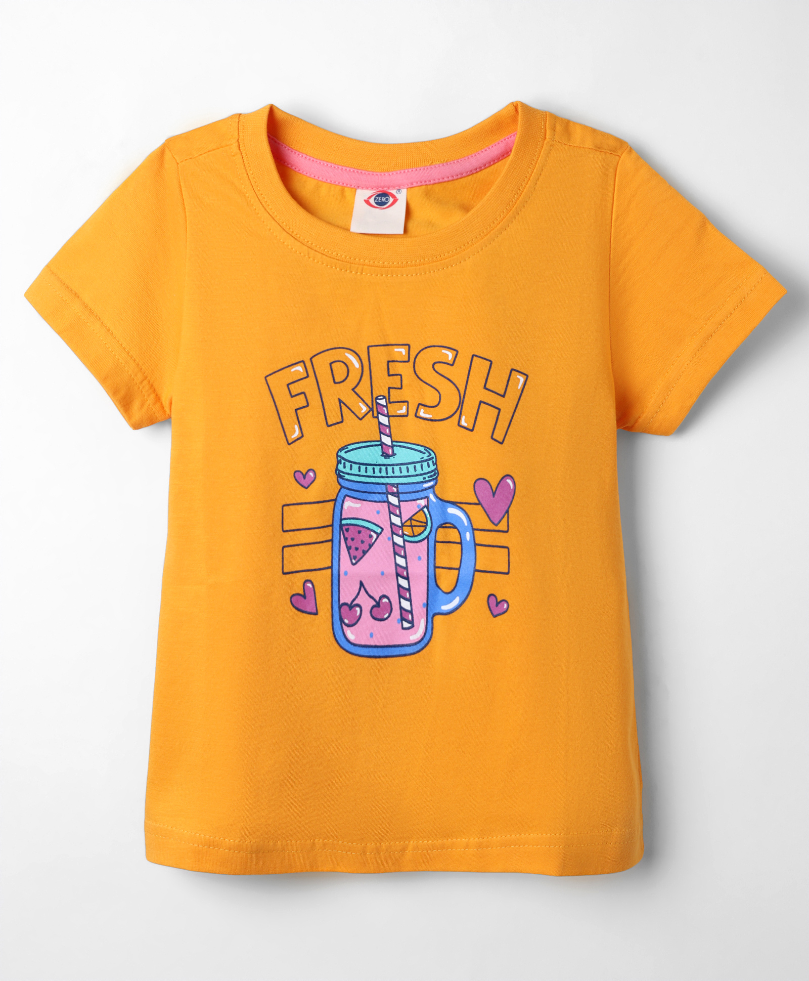 Zero Cotton Sinker Knit Half Sleeves Text Printed T-Shirt - Golden-picture-27