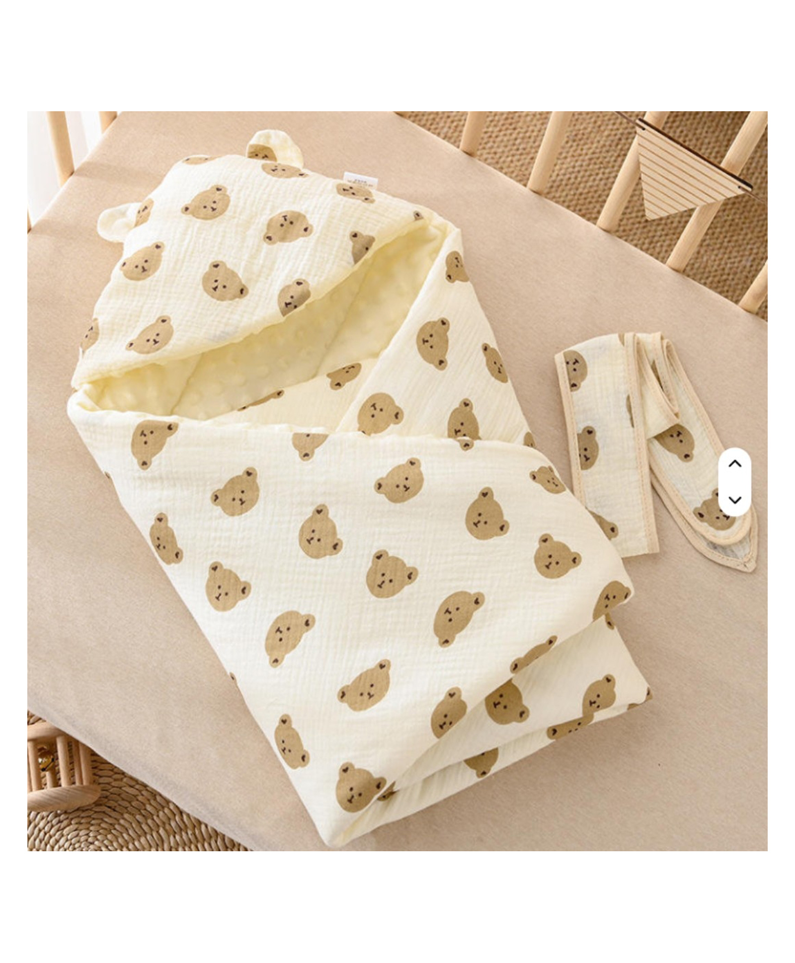 MiniMavin Premium Cotton Quilted Hooded Wrapper_Bear_Print| Adjustable Design| Soft Breathable Fabric| Warm and Soothing| Stylish Applique| Machine washable| Travel Friendly| New Born Gifting Option-image-43