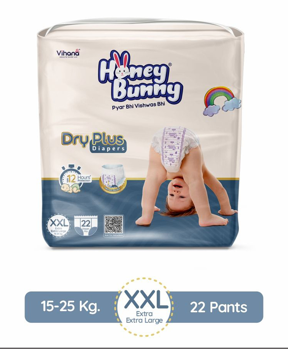 Honey Bunny Everyday Baby Pants Diapers with Wetness Indicator, Silky Soft - Bubble sheet, Extra Extra Large -(12-25 kgs) Pack of 22 pcs-image-43