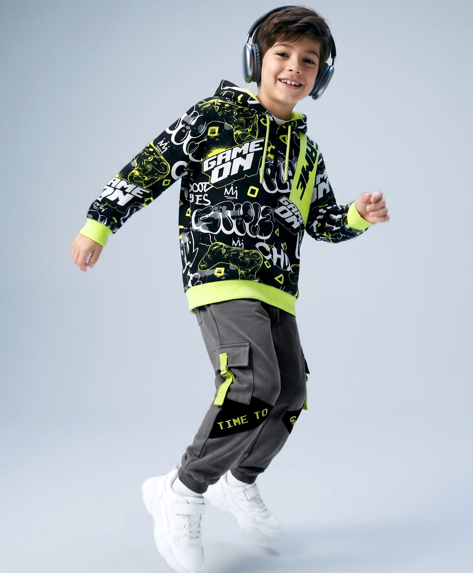 OLLINGTON ST. Sinker Knit Full Sleeves Text Printed Hooded Winter Wear Suits - Black & Grey-picture-23