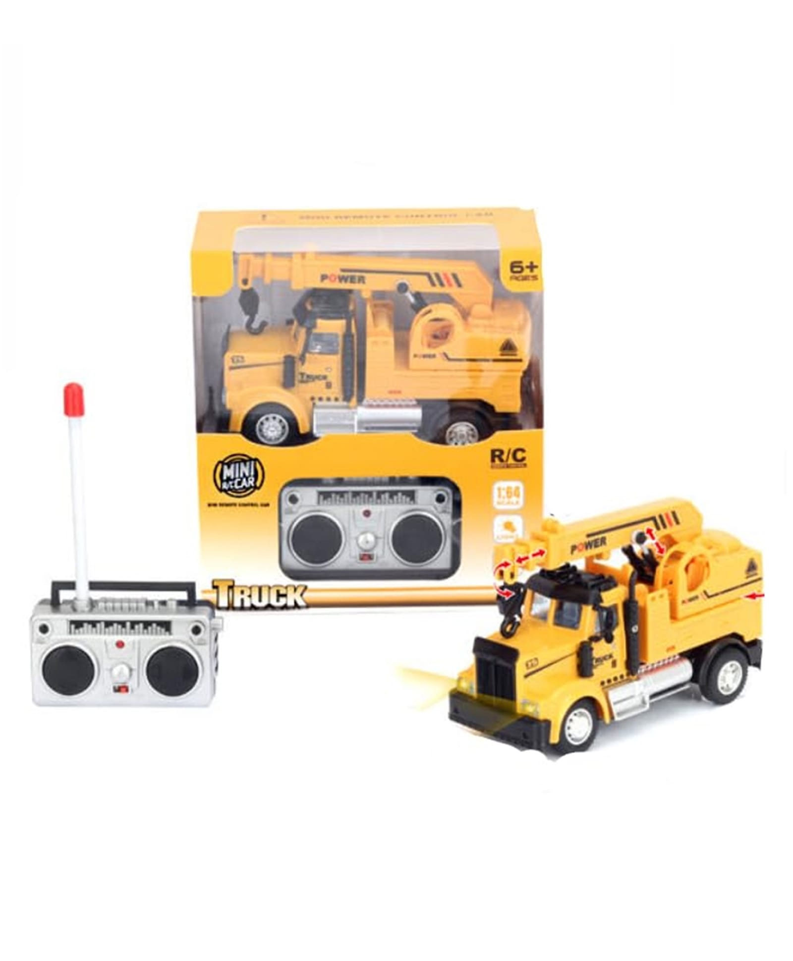 AKN TOYS 1:64 Mini RC Crane Truck Toy for Kids Remote Control Engineering Construction Truck with Lifting Arm, Lights & Realistic Design, - PACK OF 1 - ( COLOR AND DESIGN MAY VARY )-image-45